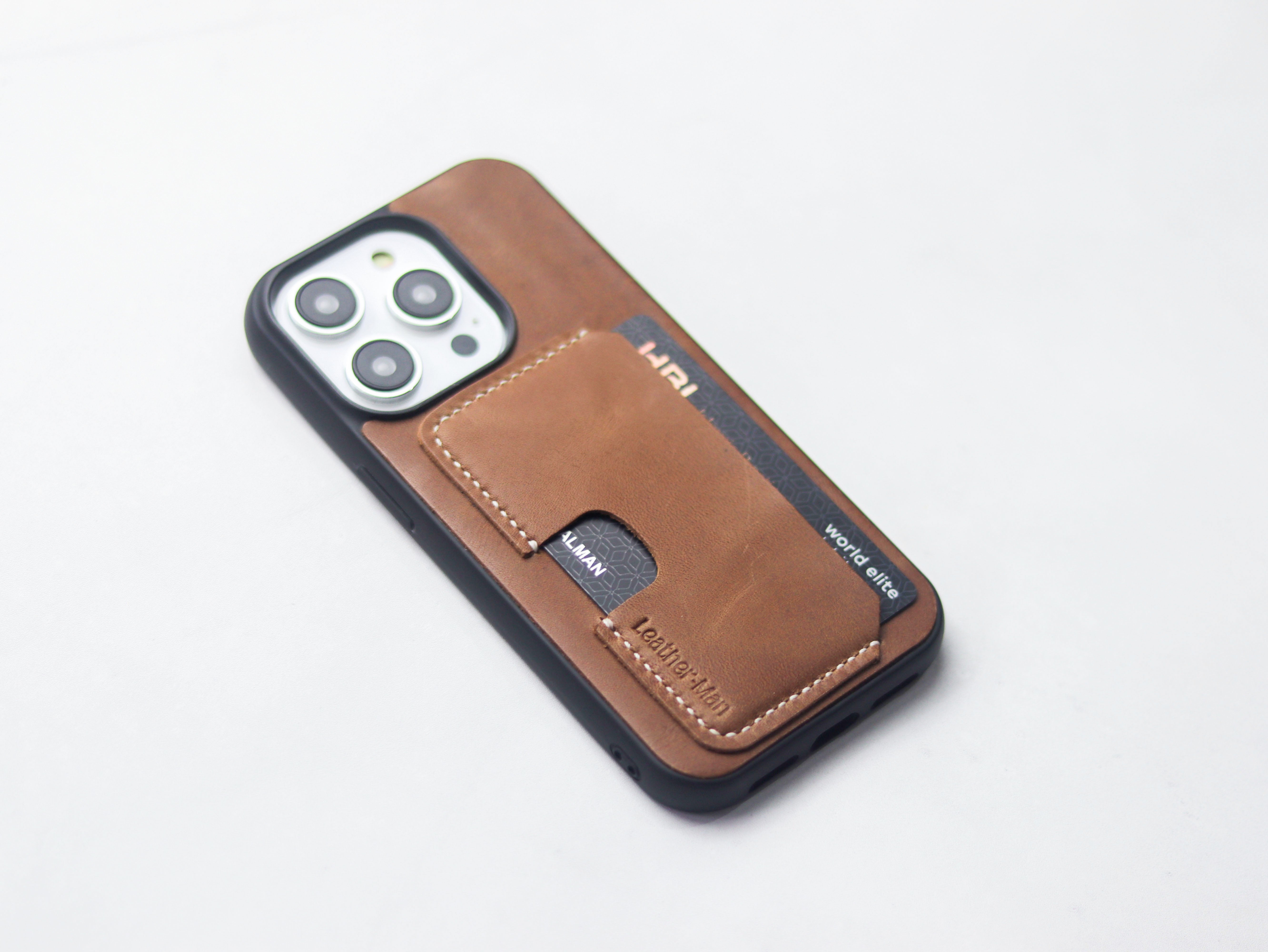 CARAMEL BROWN LEATHER - WALLET PHONE CASE
