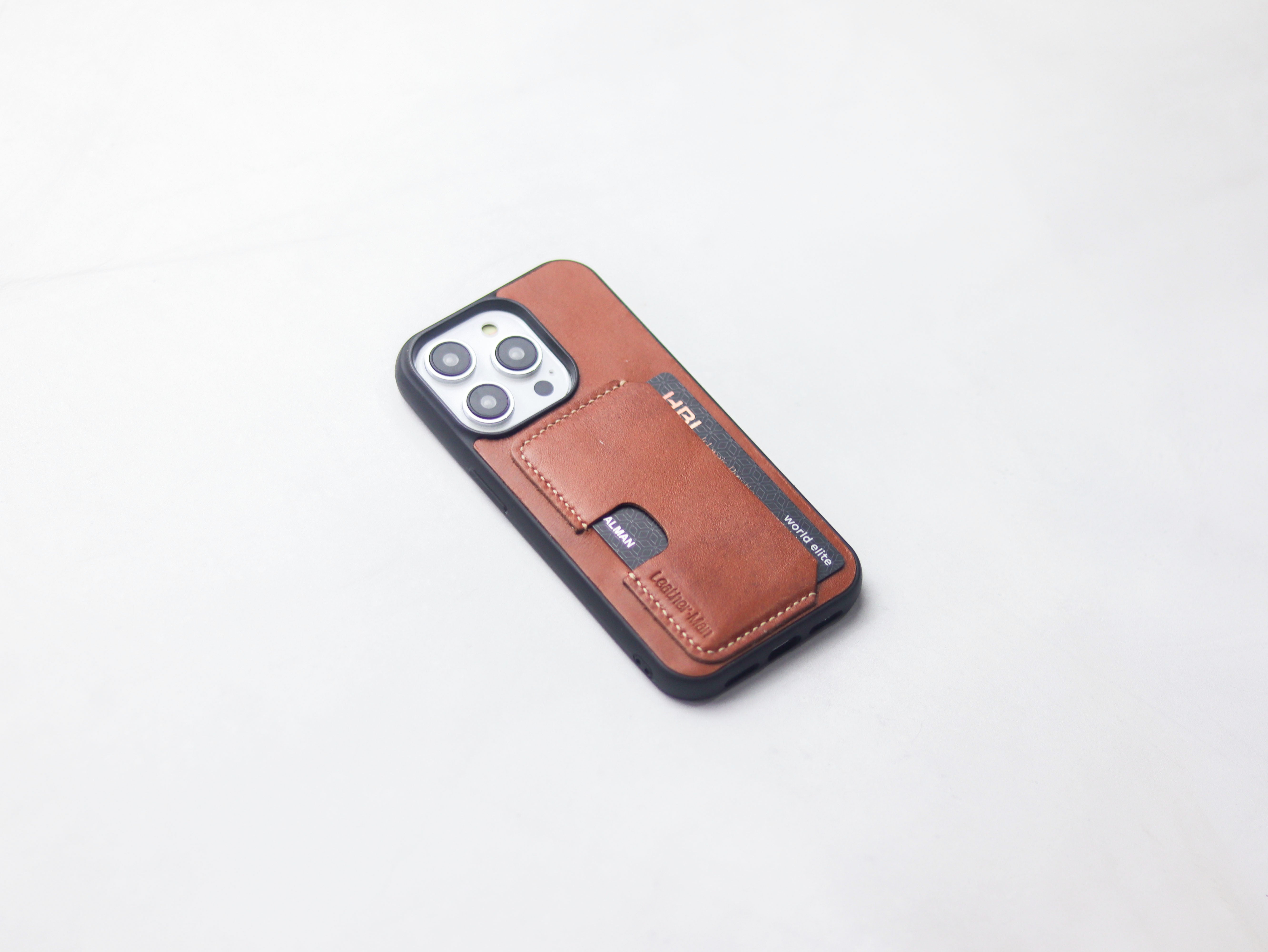 TAN BROWN LEATHER - WALLET PHONE CASE