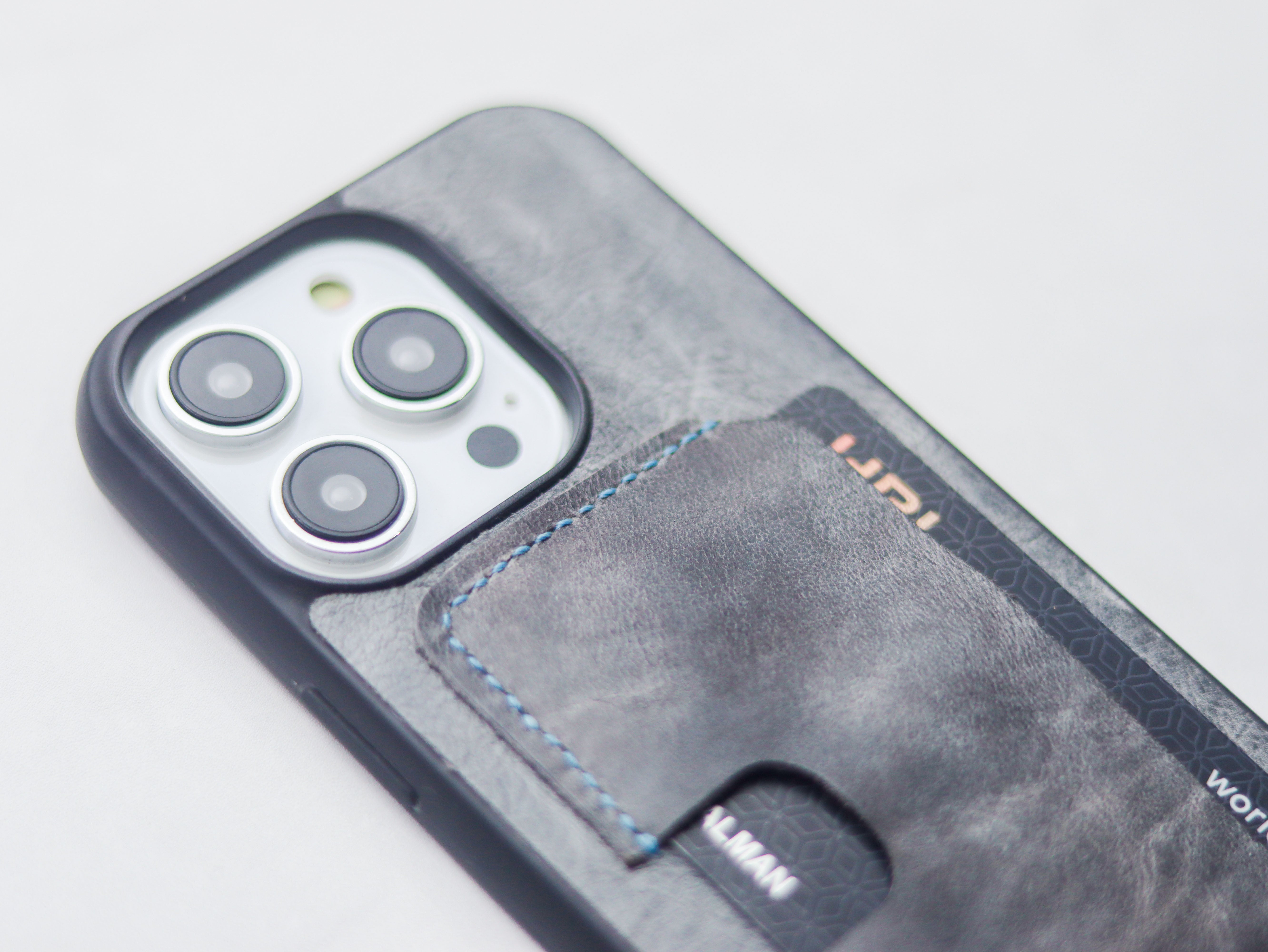 STONE BLUE LEATHER - WALLET PHONE CASE