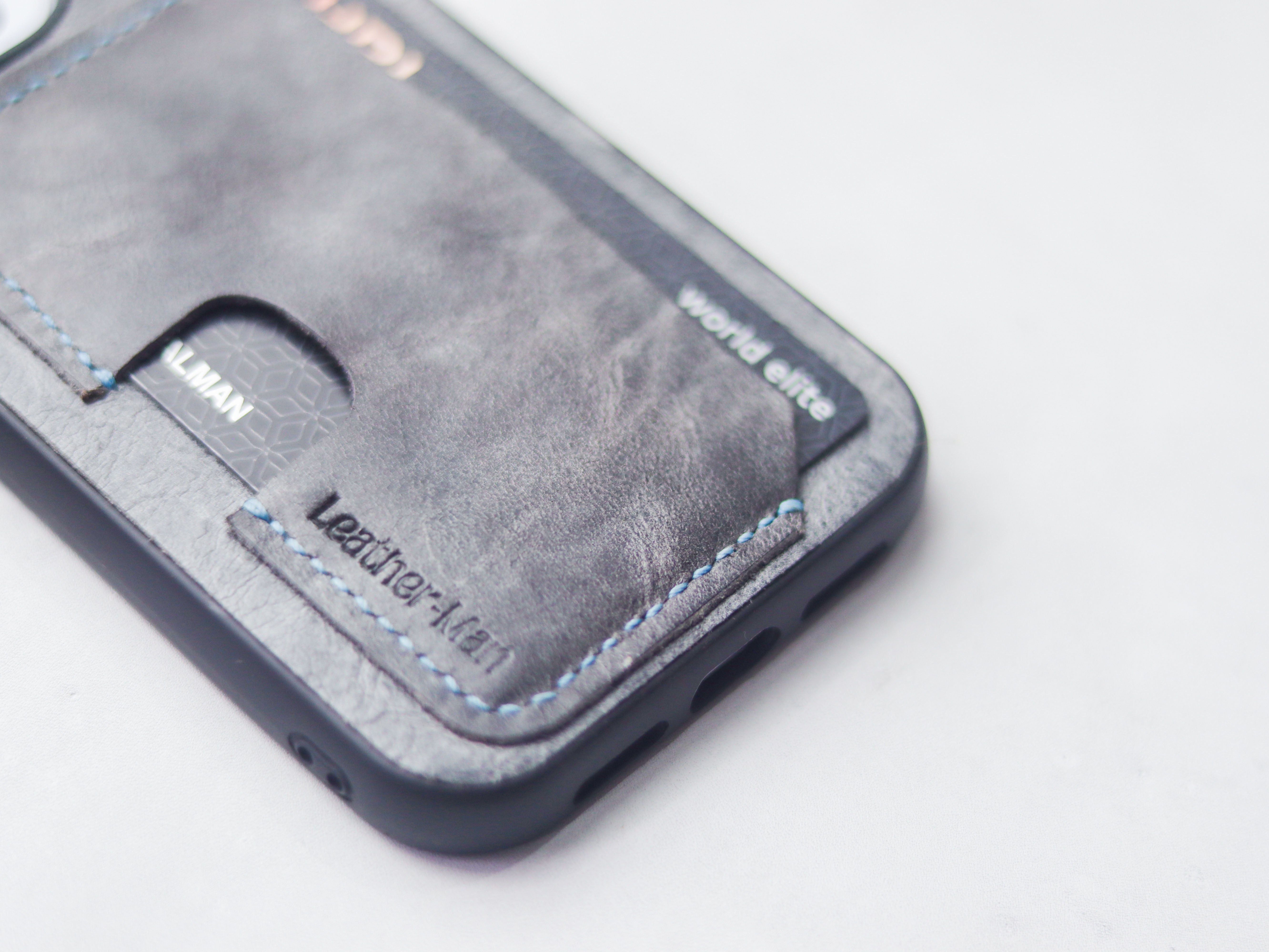 STONE BLUE LEATHER - WALLET PHONE CASE