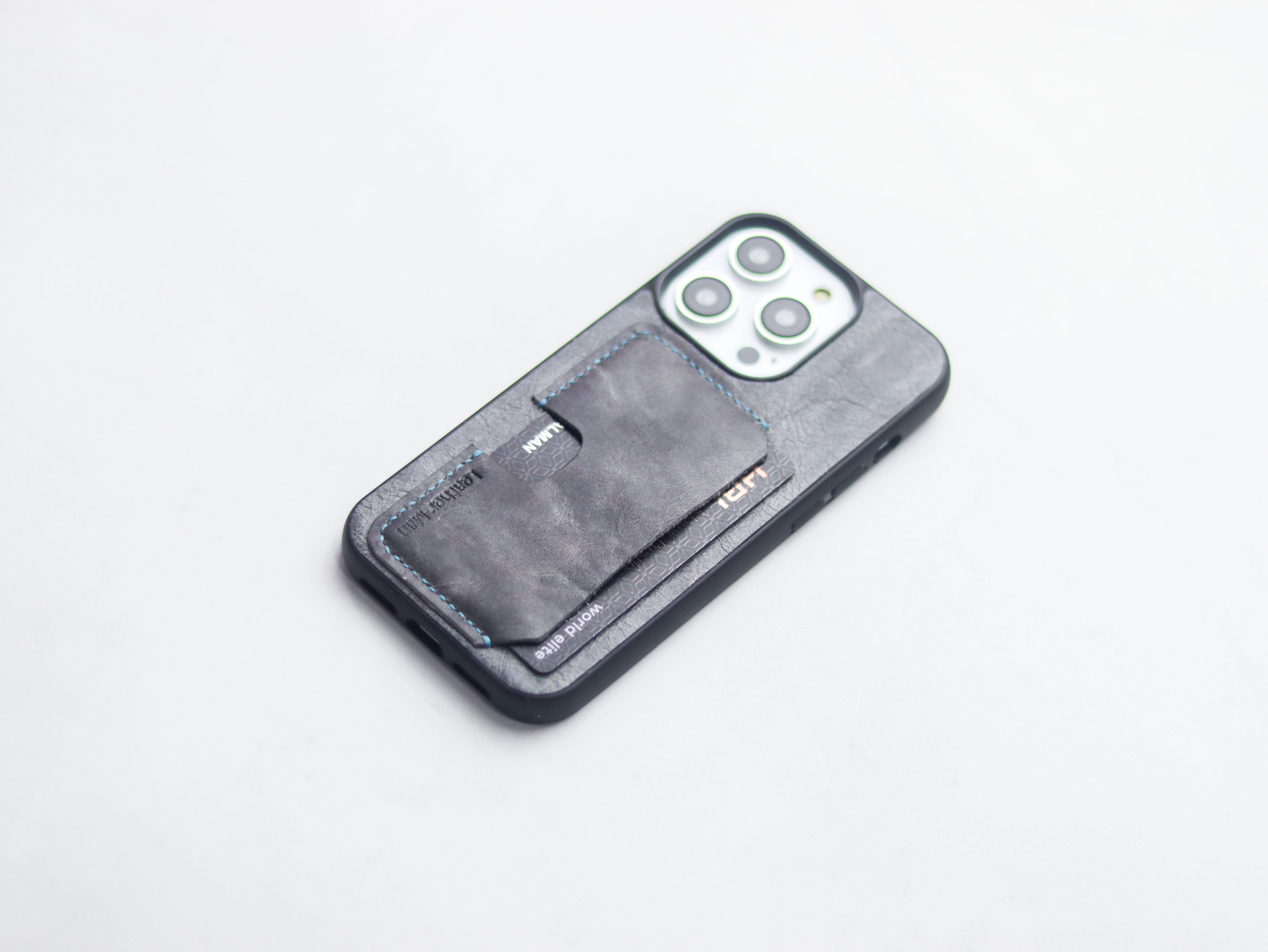 STONE BLUE LEATHER - WALLET PHONE CASE