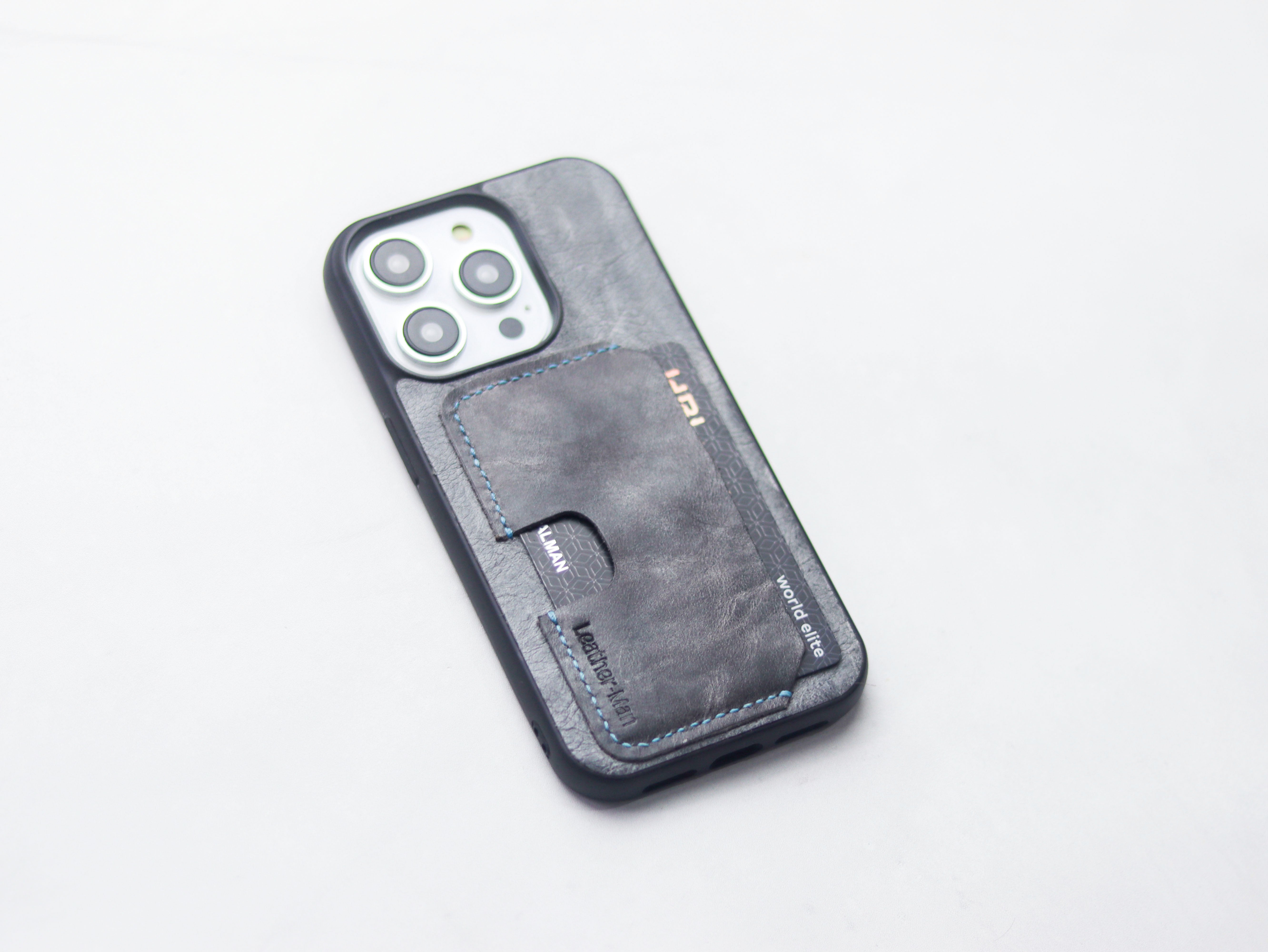STONE BLUE LEATHER - WALLET PHONE CASE