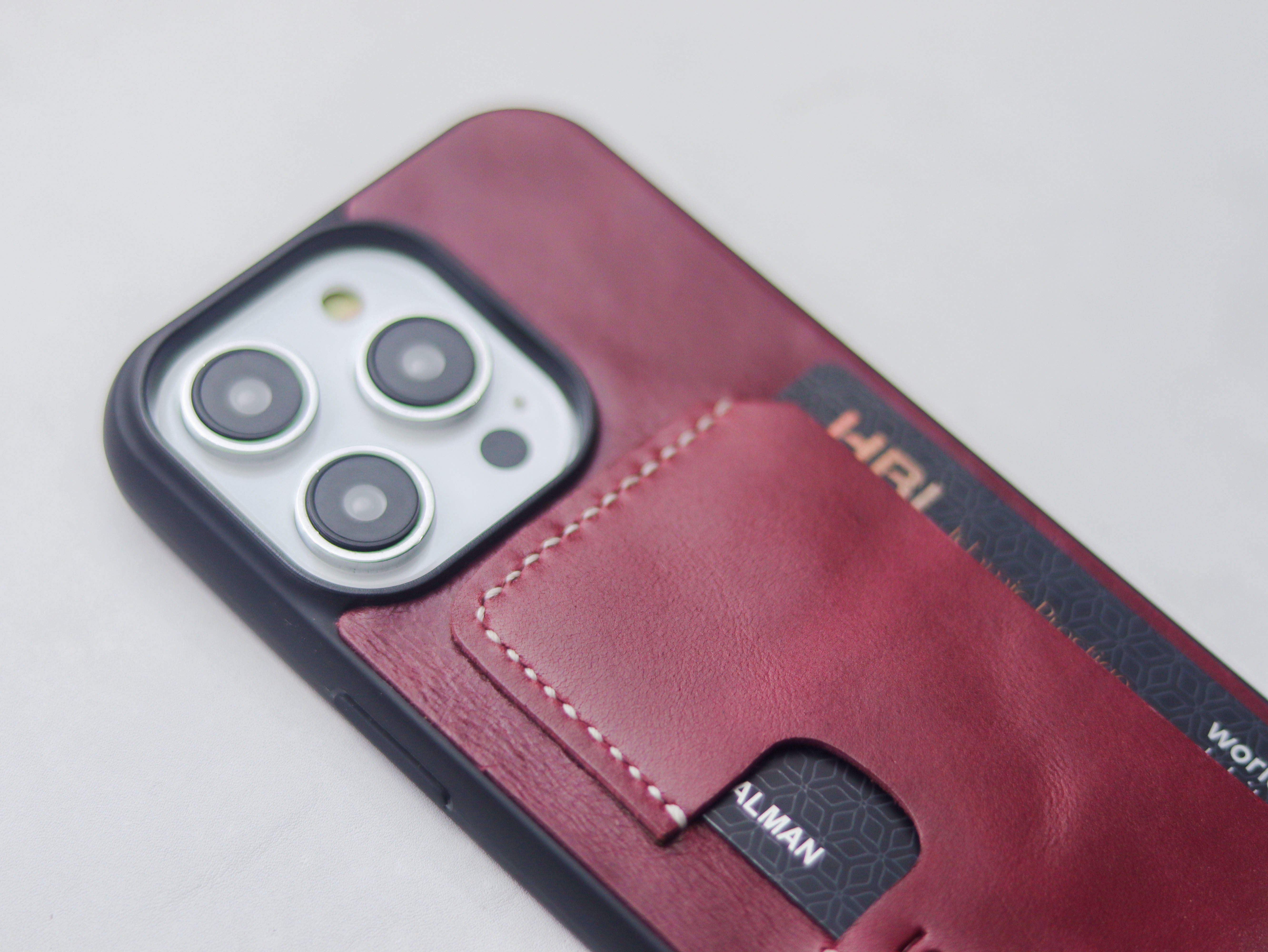 CARMINE BURGUNDY LEATHER - WALLET PHONE CASE