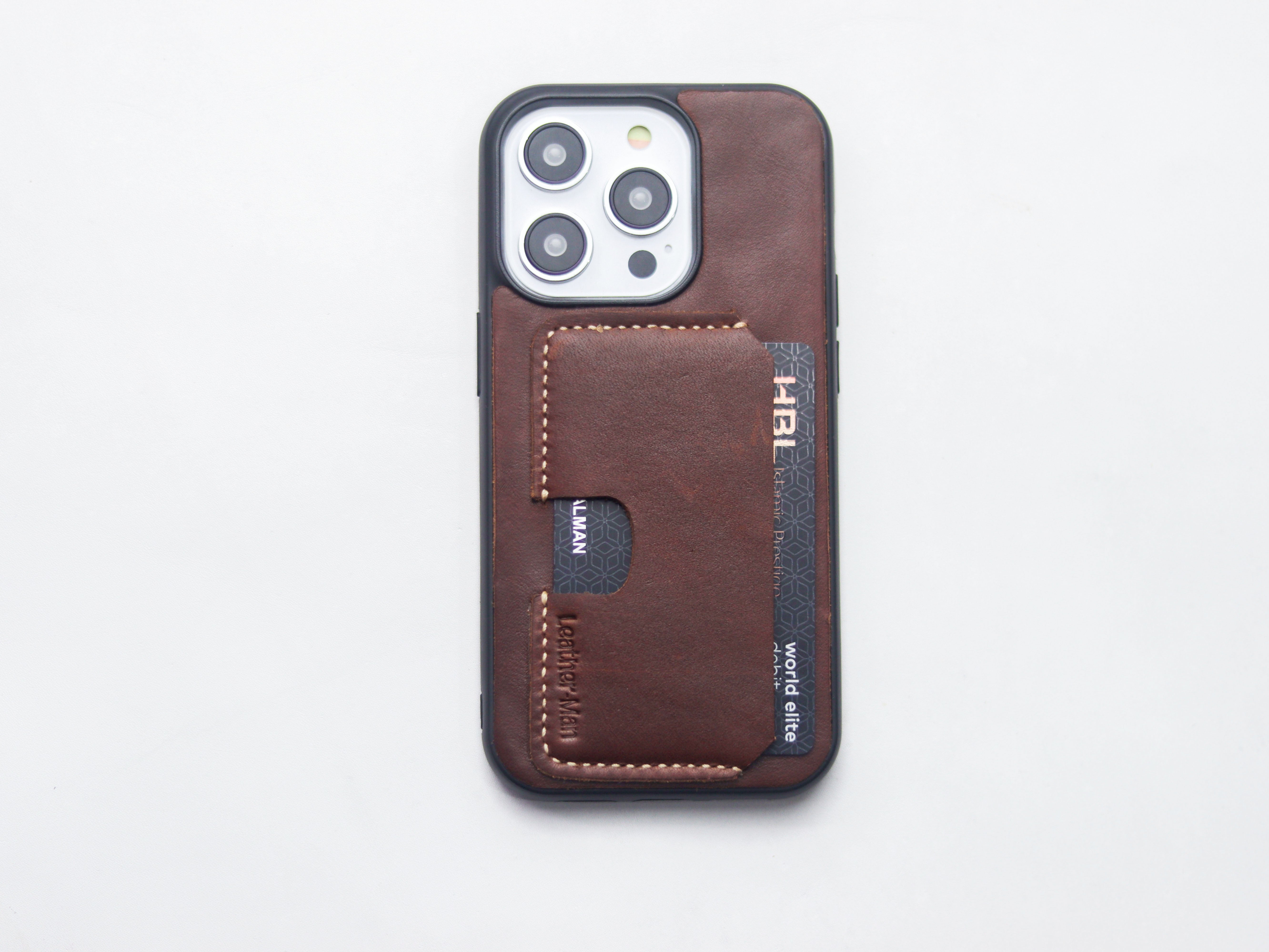 CHESTNUT BROWN LEATHER -  WALLET PHONE CASE