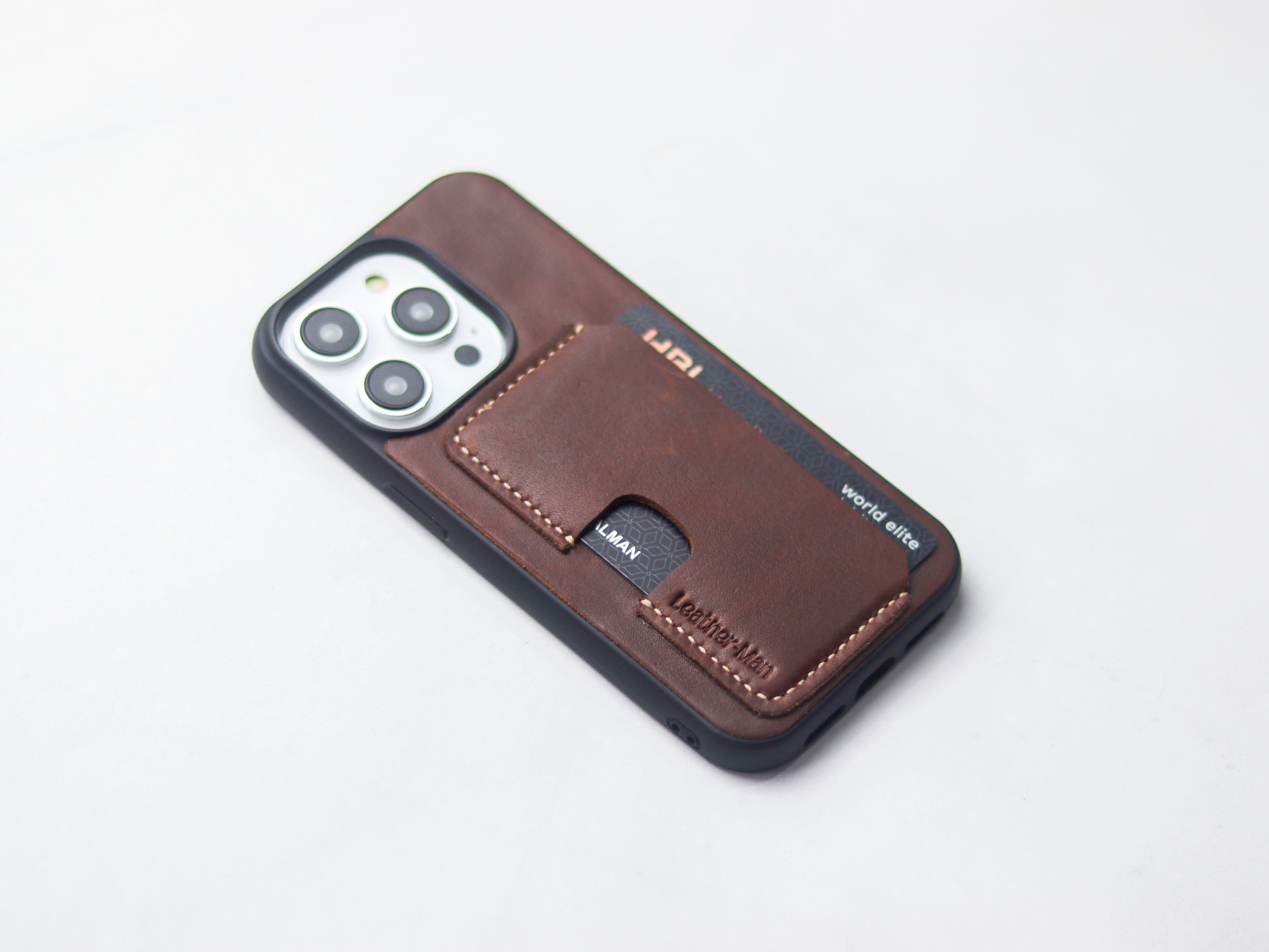 CHESTNUT BROWN LEATHER -  WALLET PHONE CASE