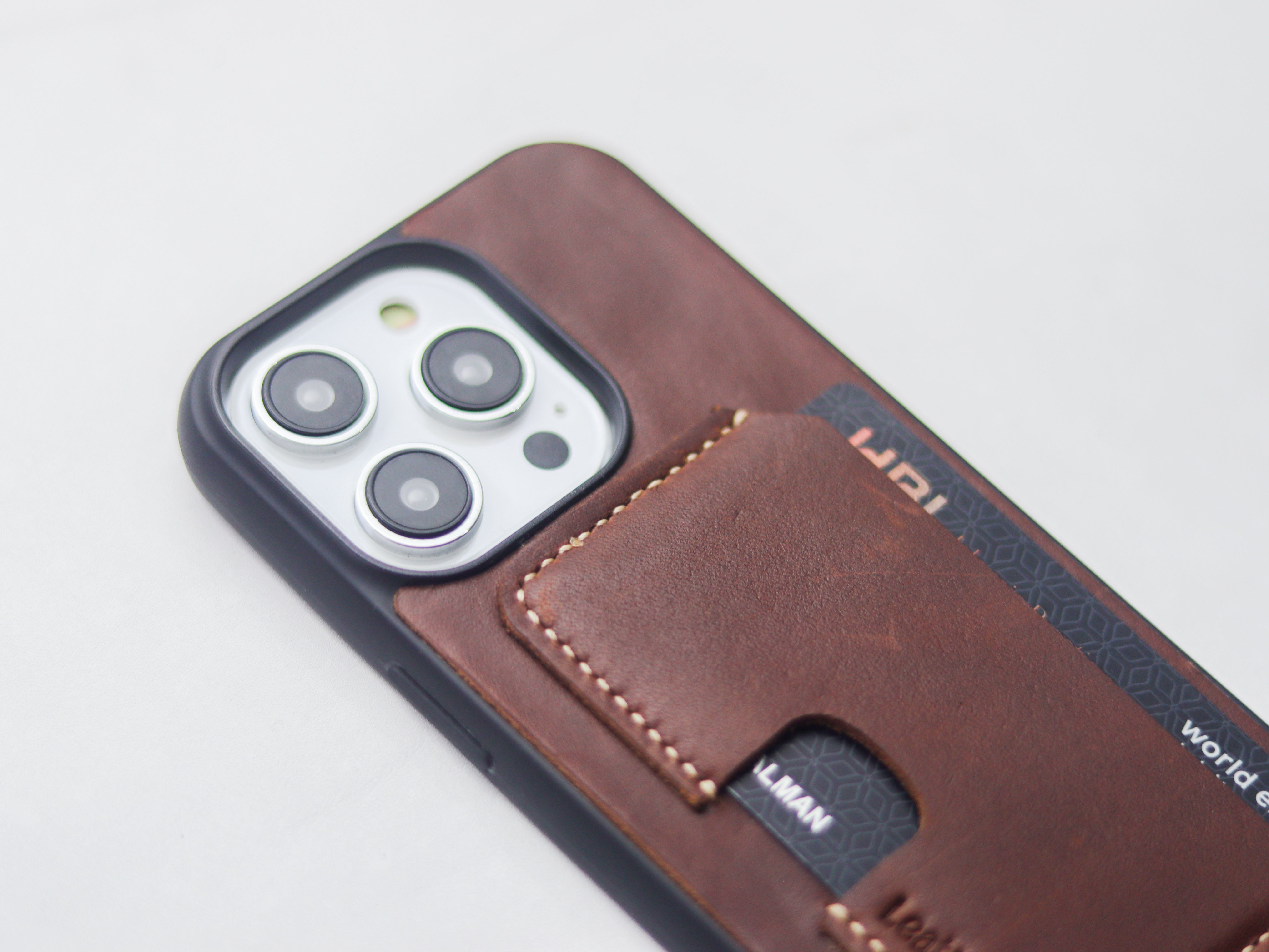 CHESTNUT BROWN LEATHER -  WALLET PHONE CASE