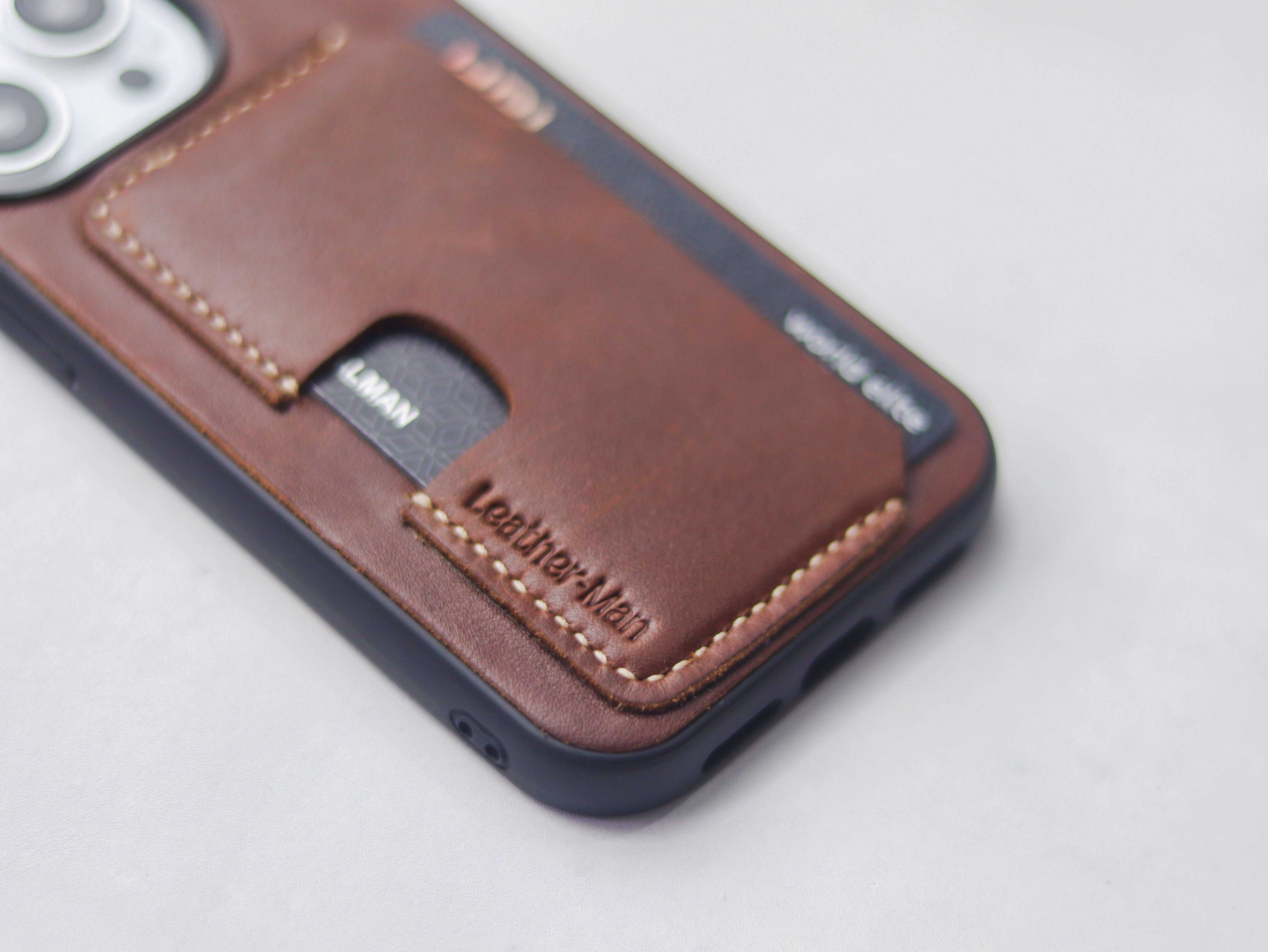 CHESTNUT BROWN LEATHER -  WALLET PHONE CASE