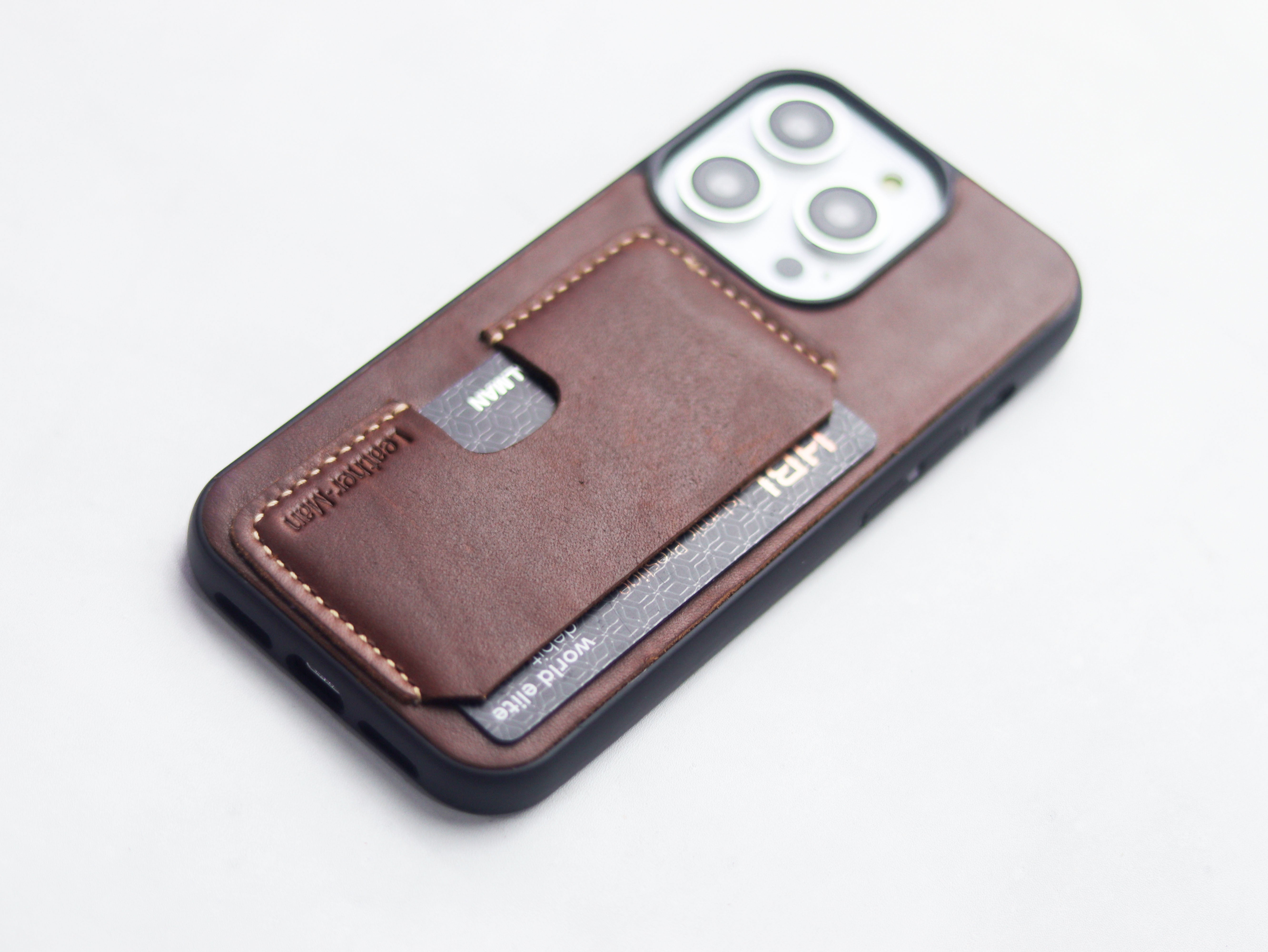 CHESTNUT BROWN LEATHER -  WALLET PHONE CASE