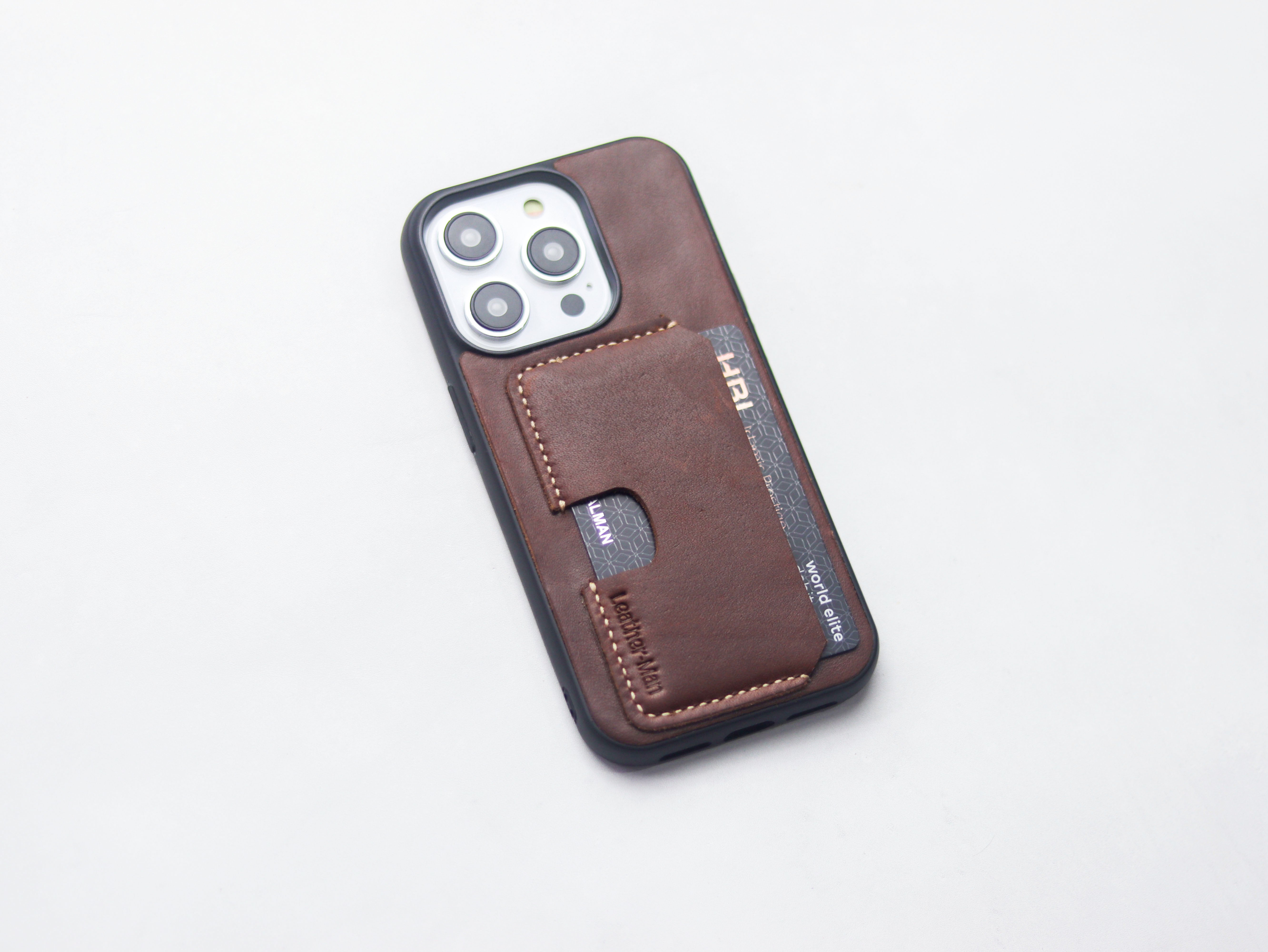 CHESTNUT BROWN LEATHER -  WALLET PHONE CASE