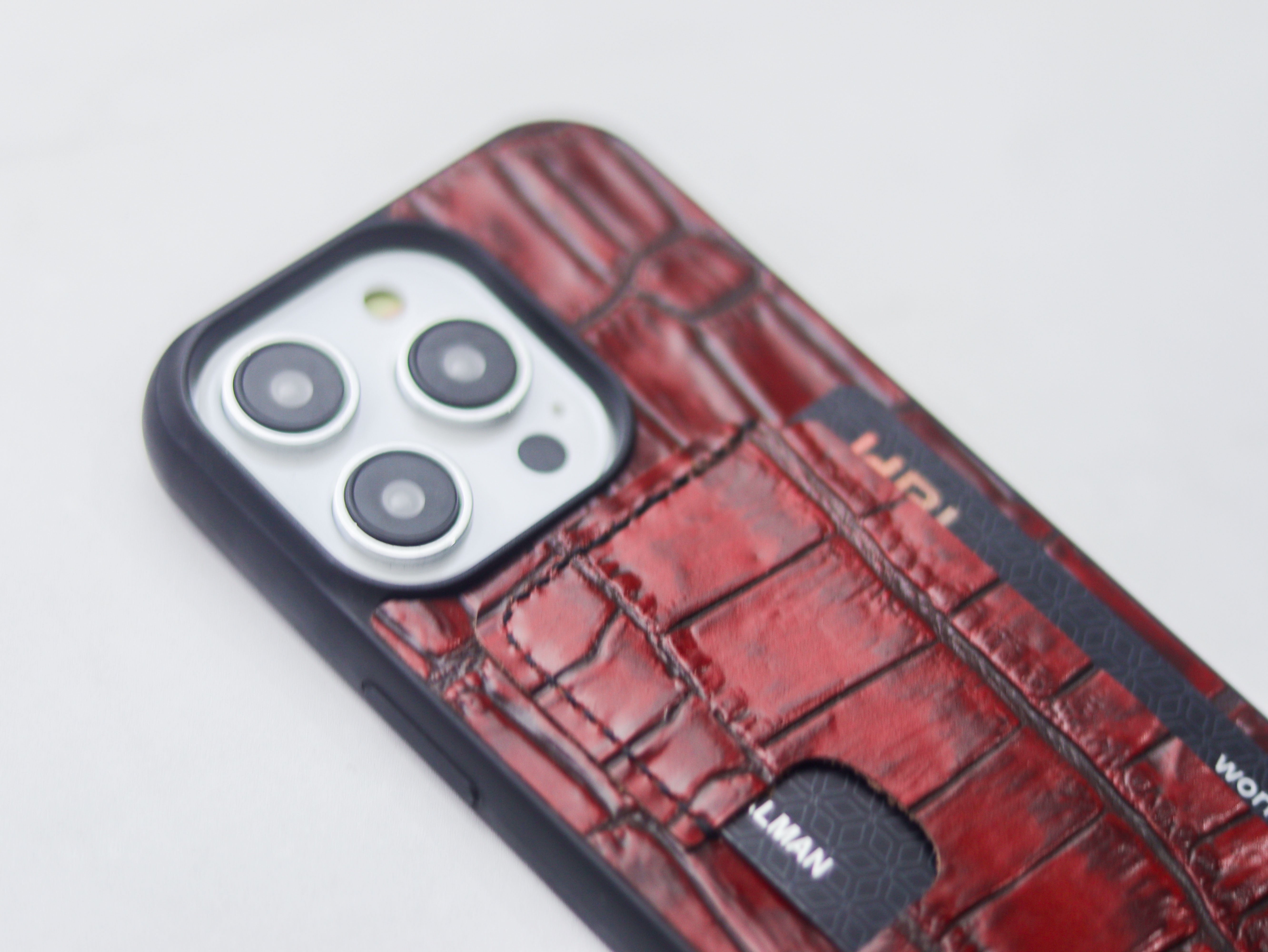 BURGUNDY CROCO LEATHER (LARGE SCALES) - WALLET PHONE CASE