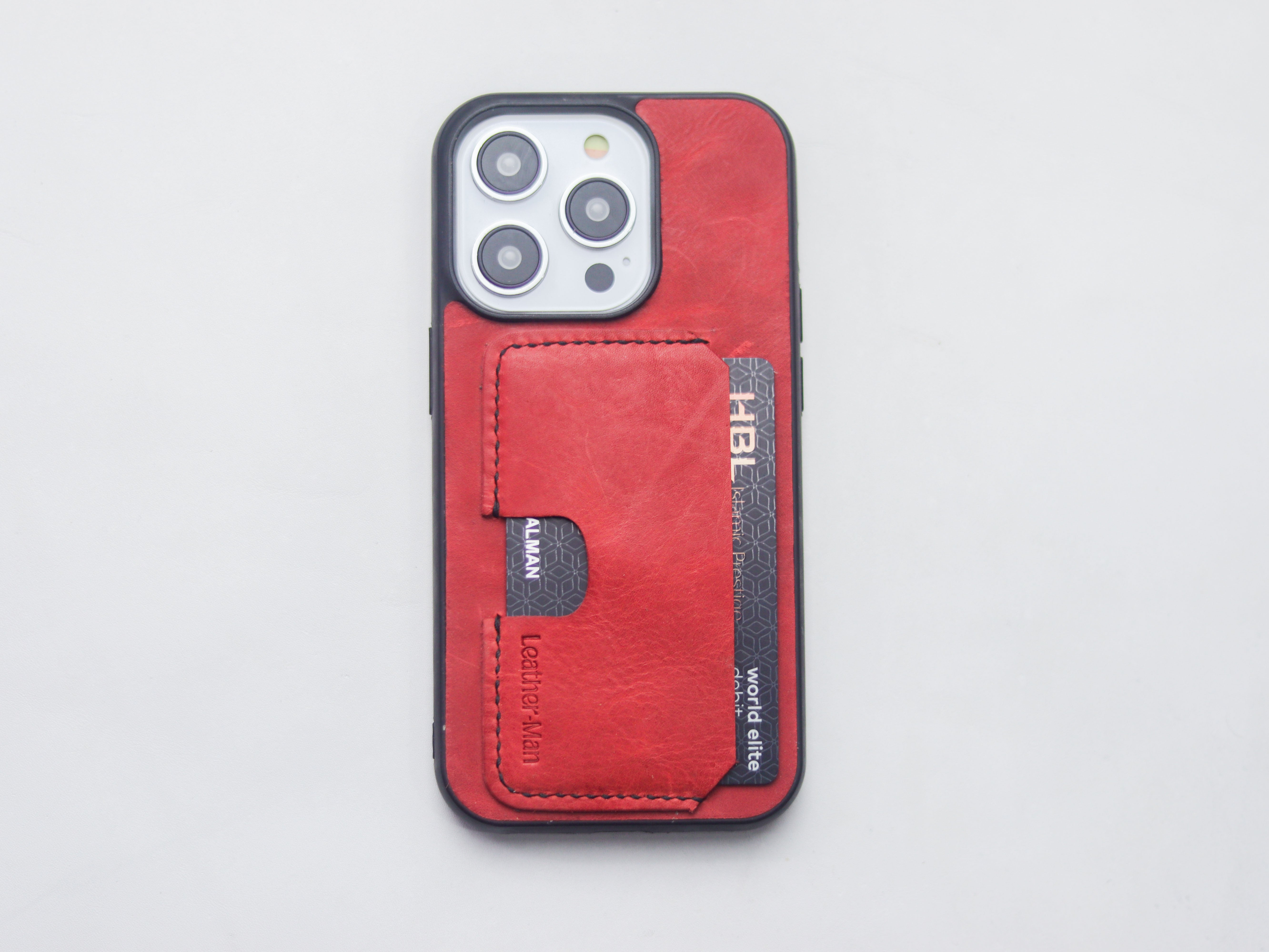 PRISMATIC RED LEATHER - WALLET PHONE CASE