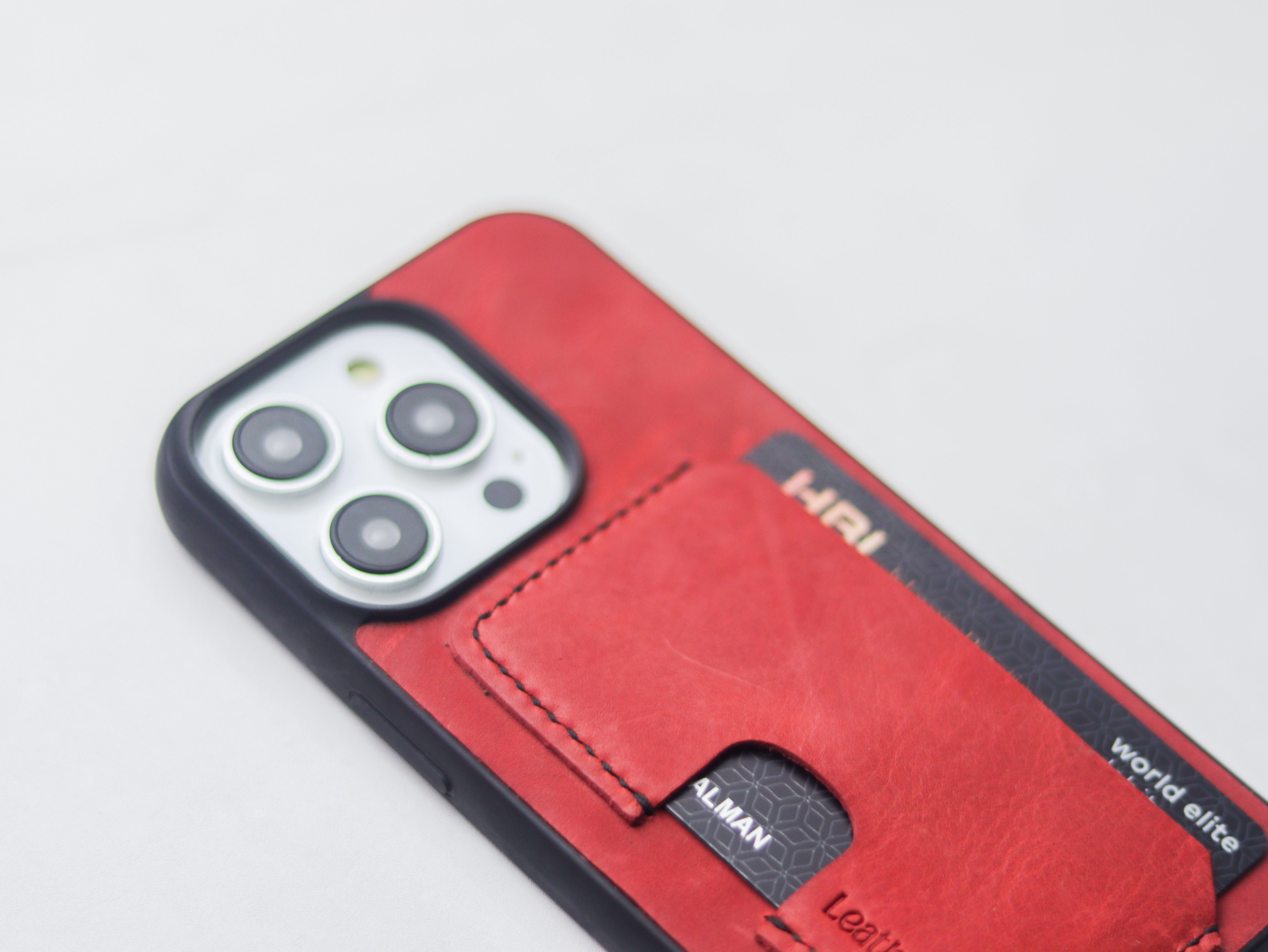 PRISMATIC RED LEATHER - WALLET PHONE CASE