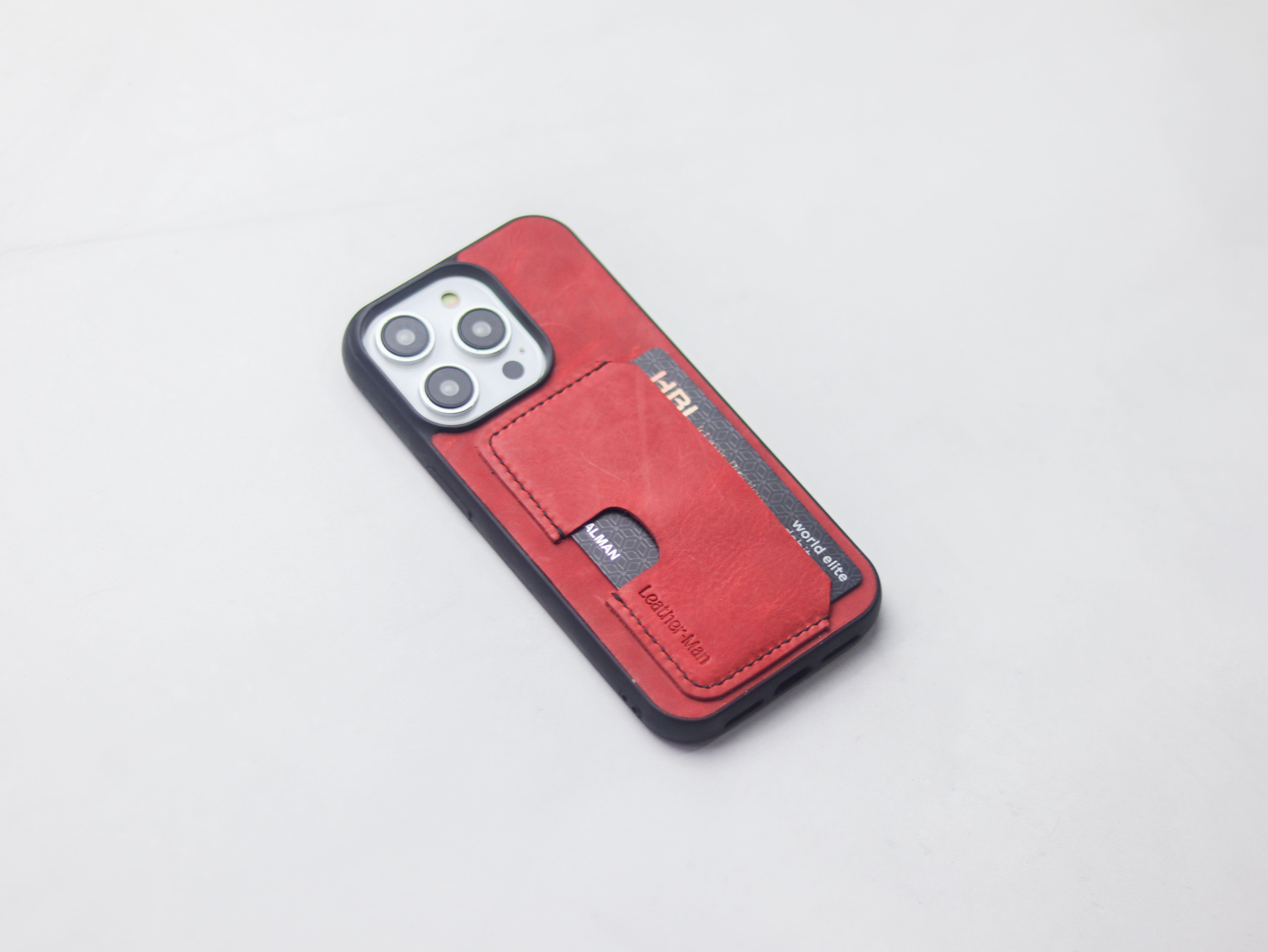 PRISMATIC RED LEATHER - WALLET PHONE CASE