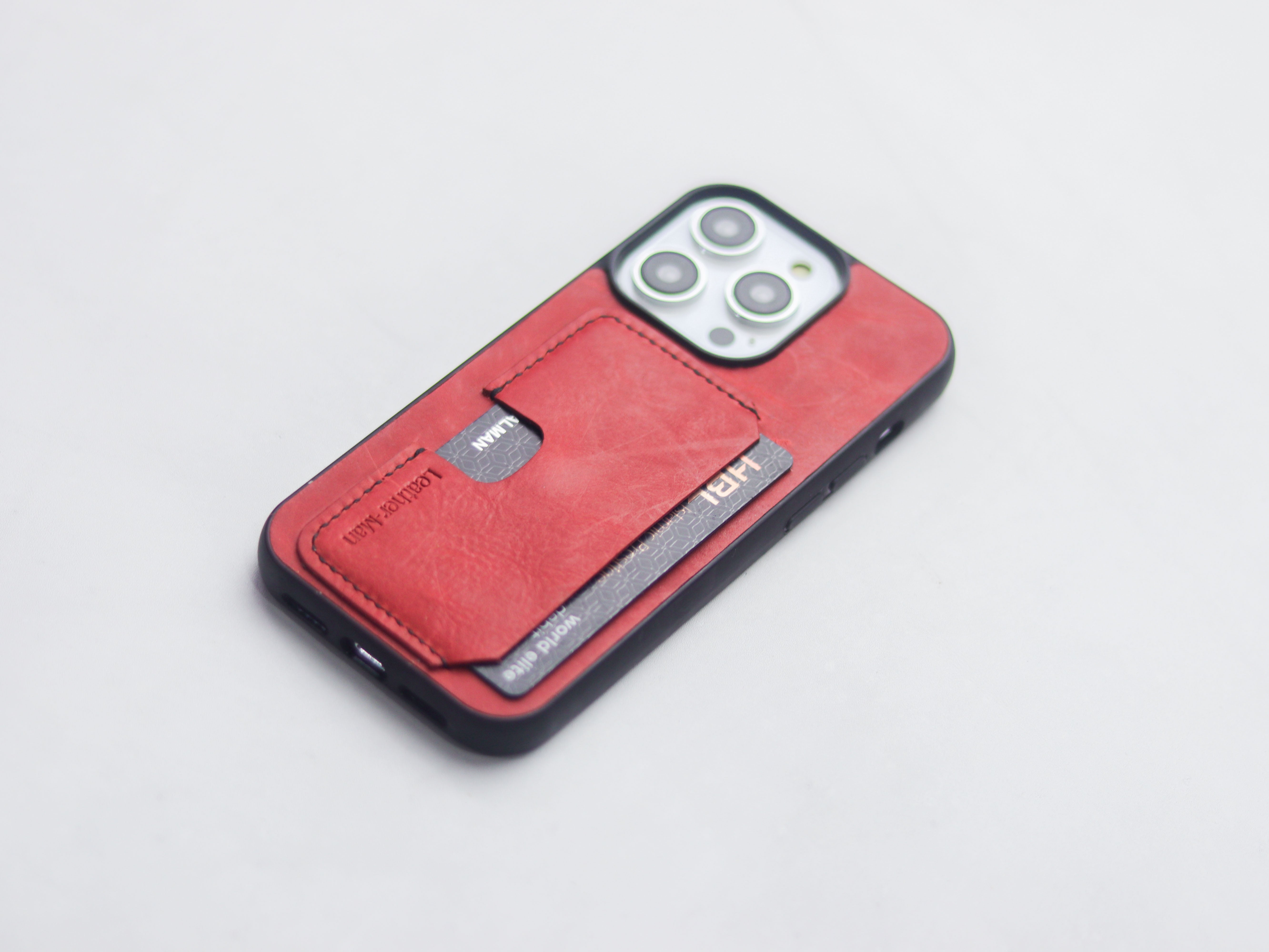 PRISMATIC RED LEATHER - WALLET PHONE CASE