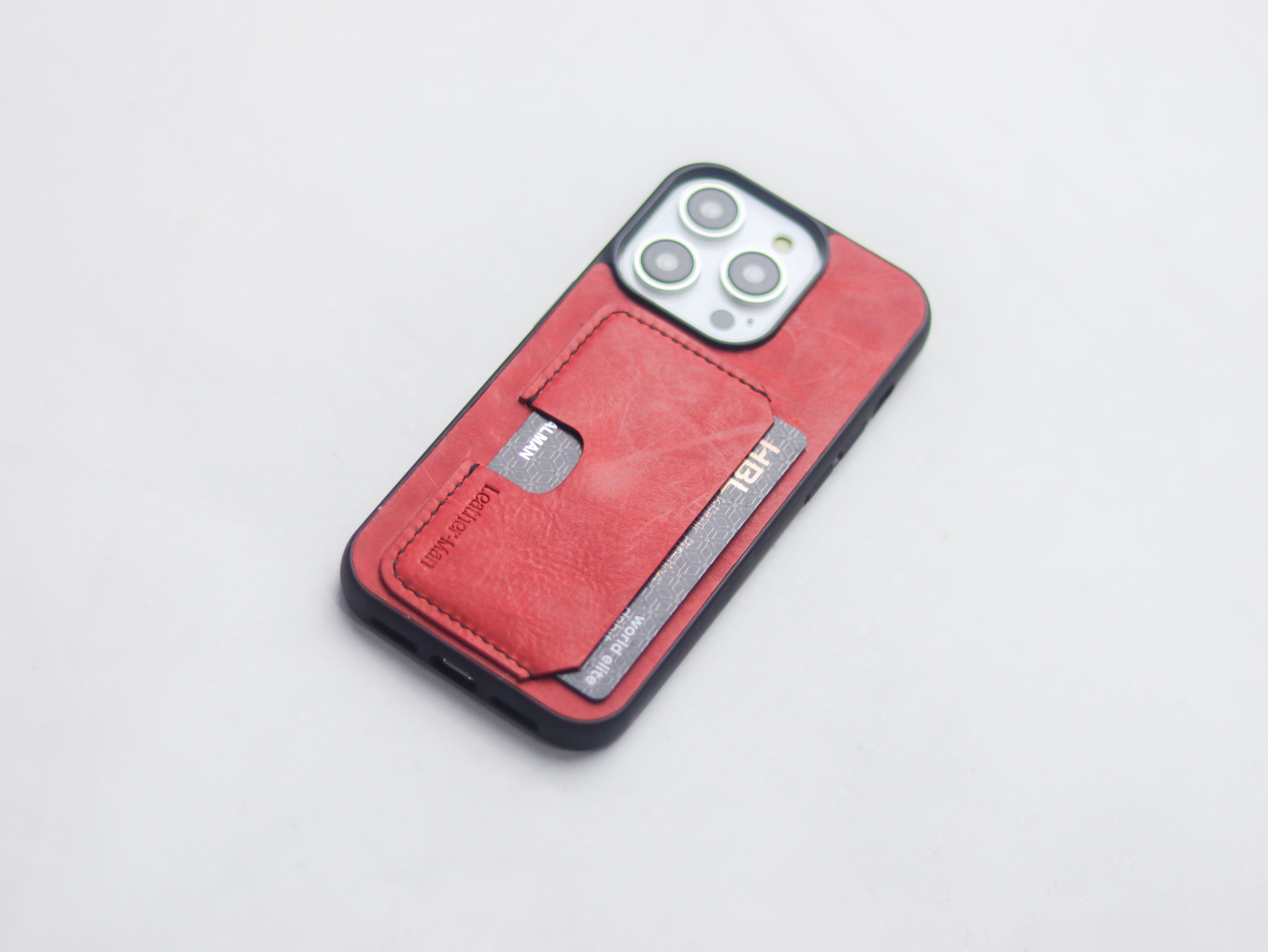 PRISMATIC RED LEATHER - WALLET PHONE CASE