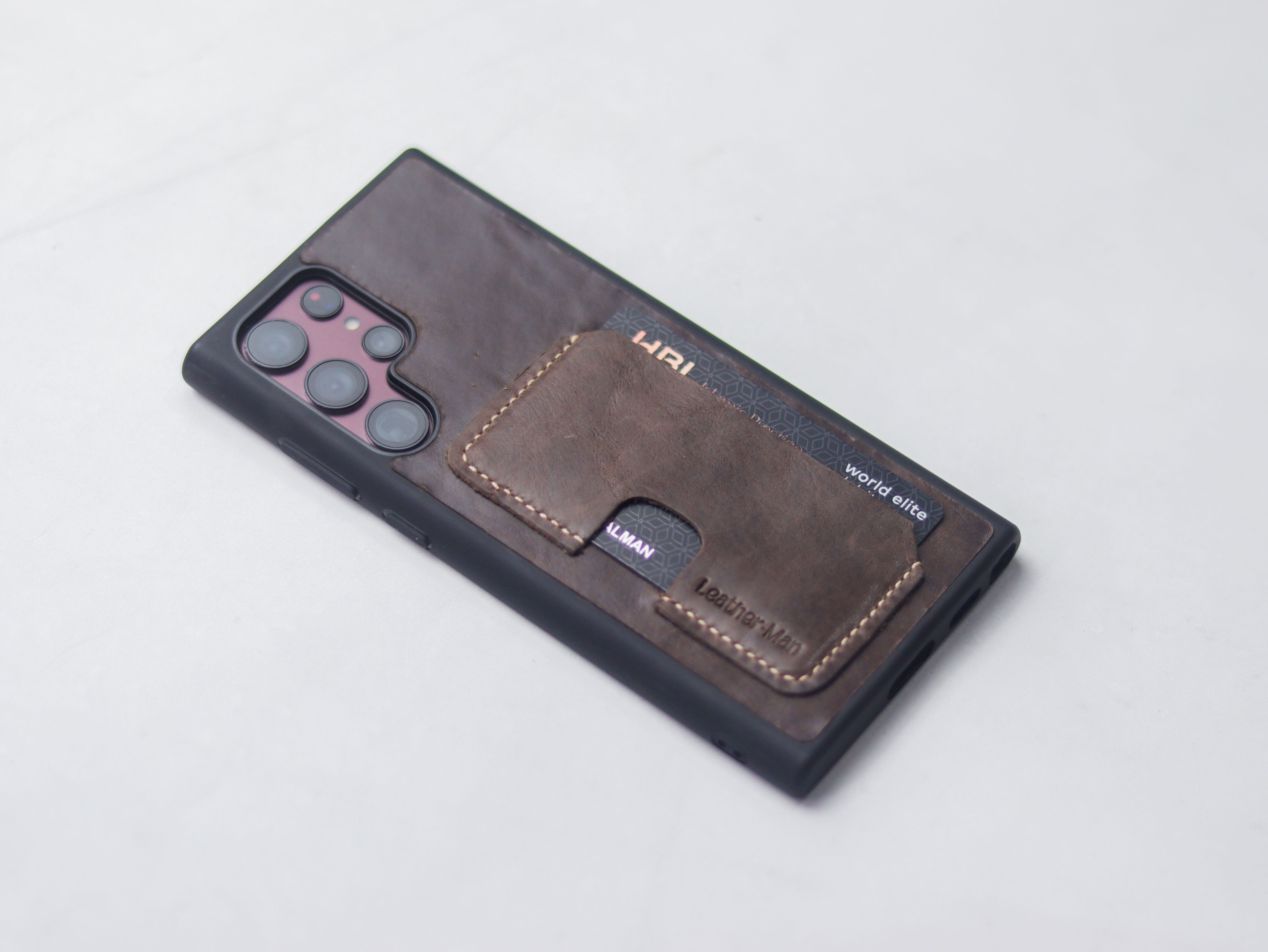 WALNUT RBOWN LEATHER WALLET PHONE CASE