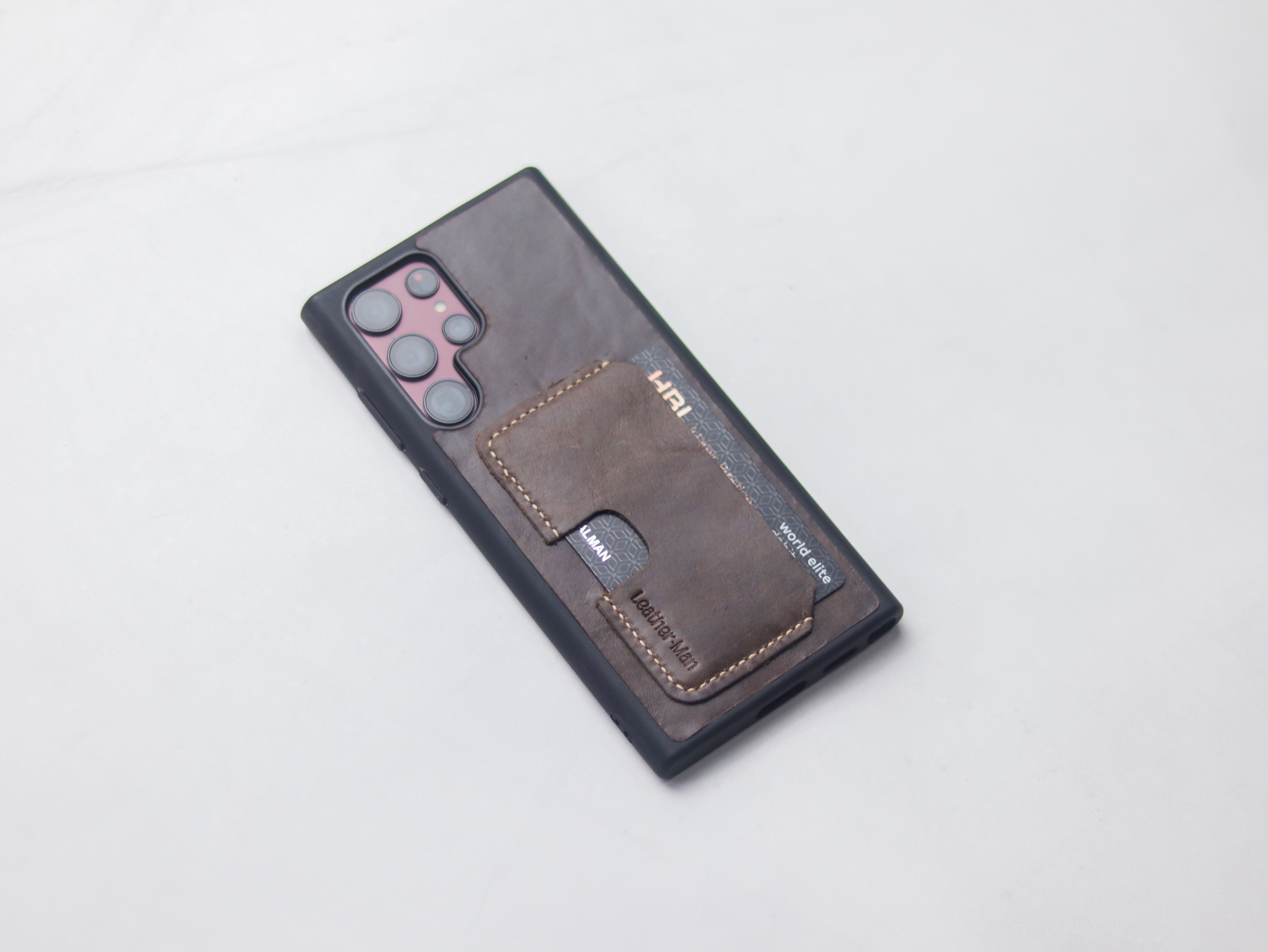 WALNUT RBOWN LEATHER WALLET PHONE CASE