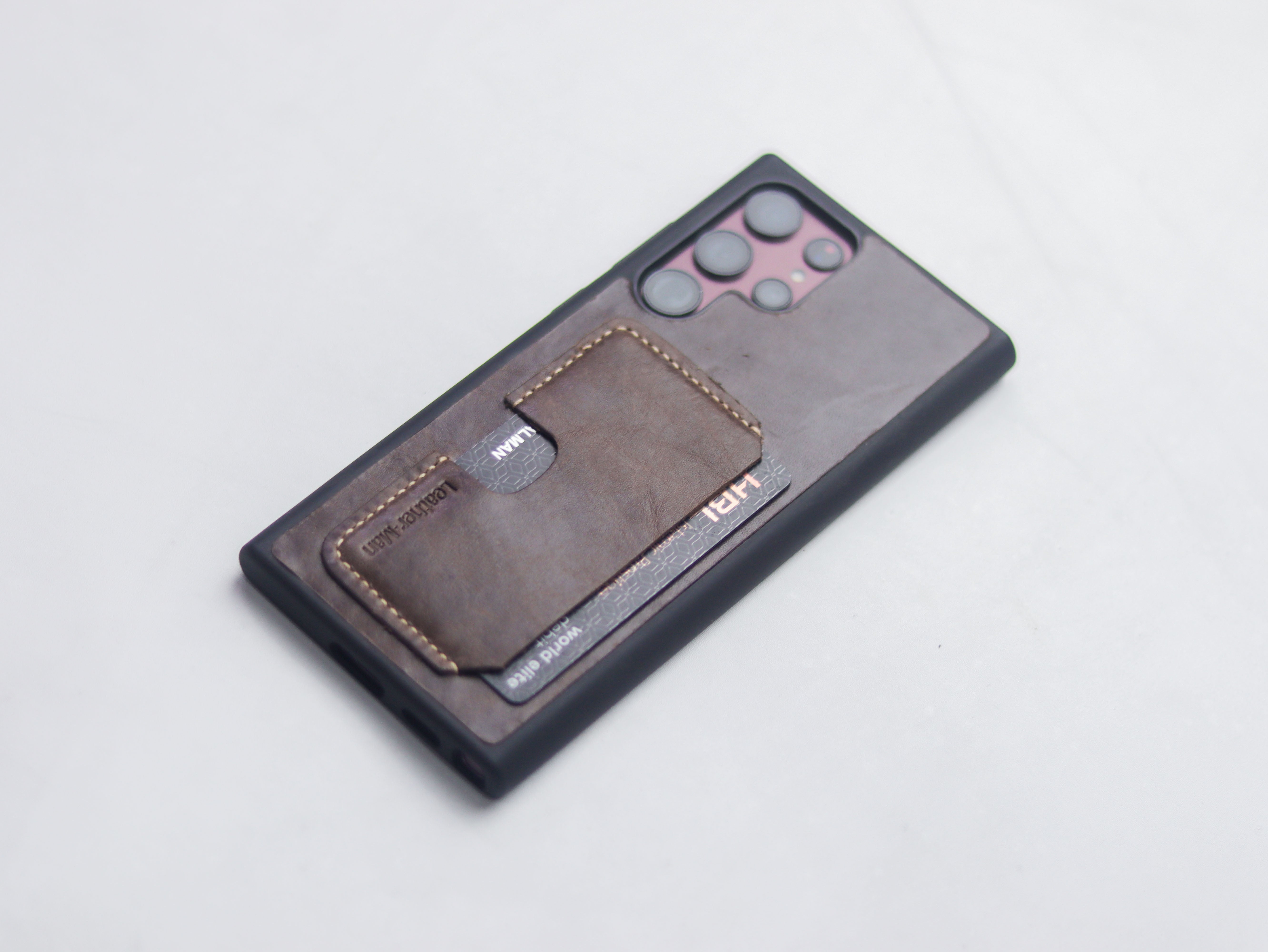 WALNUT RBOWN LEATHER WALLET PHONE CASE