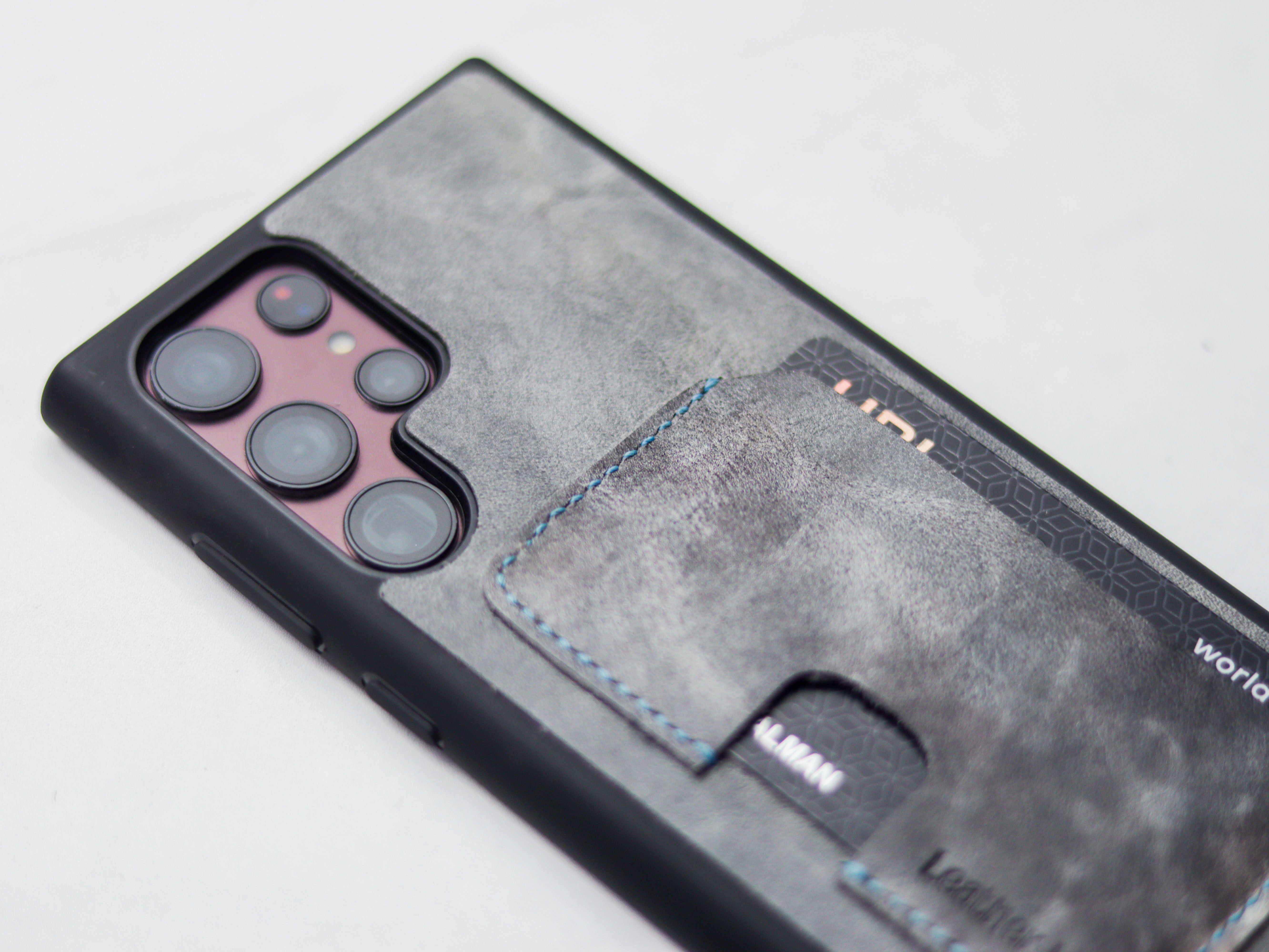 STONE BLUE LEATHER WALLET PHONE CASE