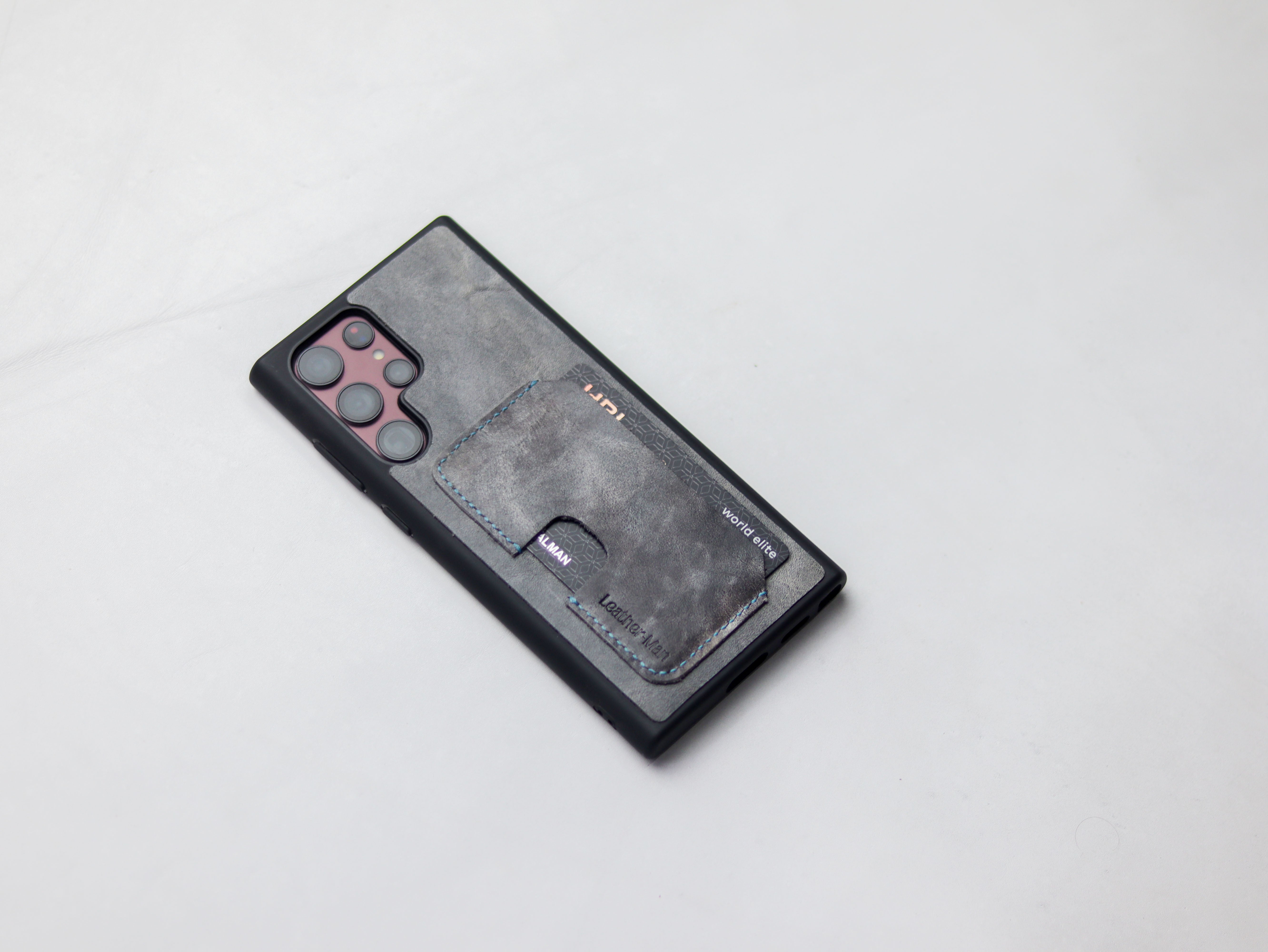 STONE BLUE LEATHER WALLET PHONE CASE