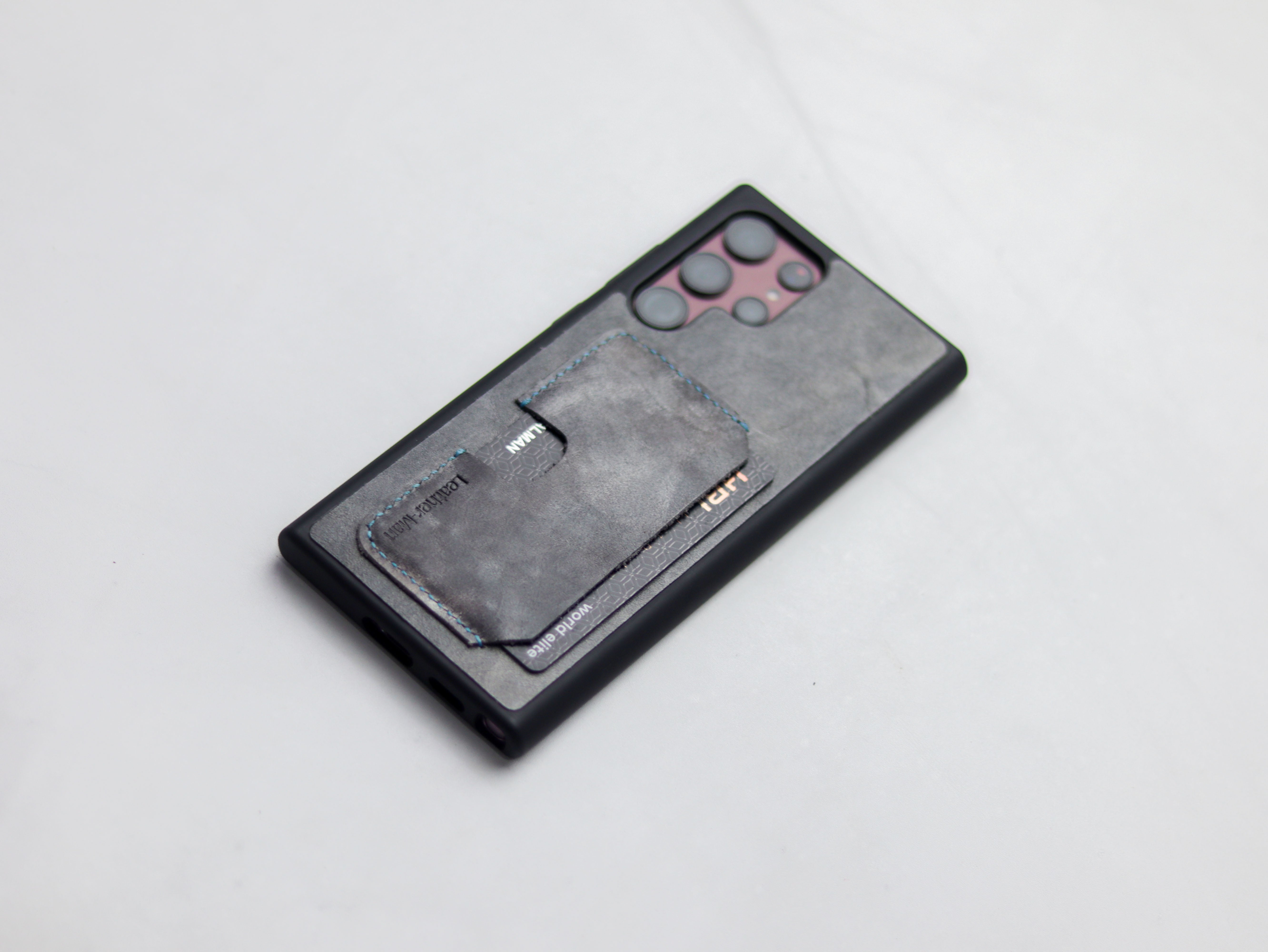 STONE BLUE LEATHER WALLET PHONE CASE