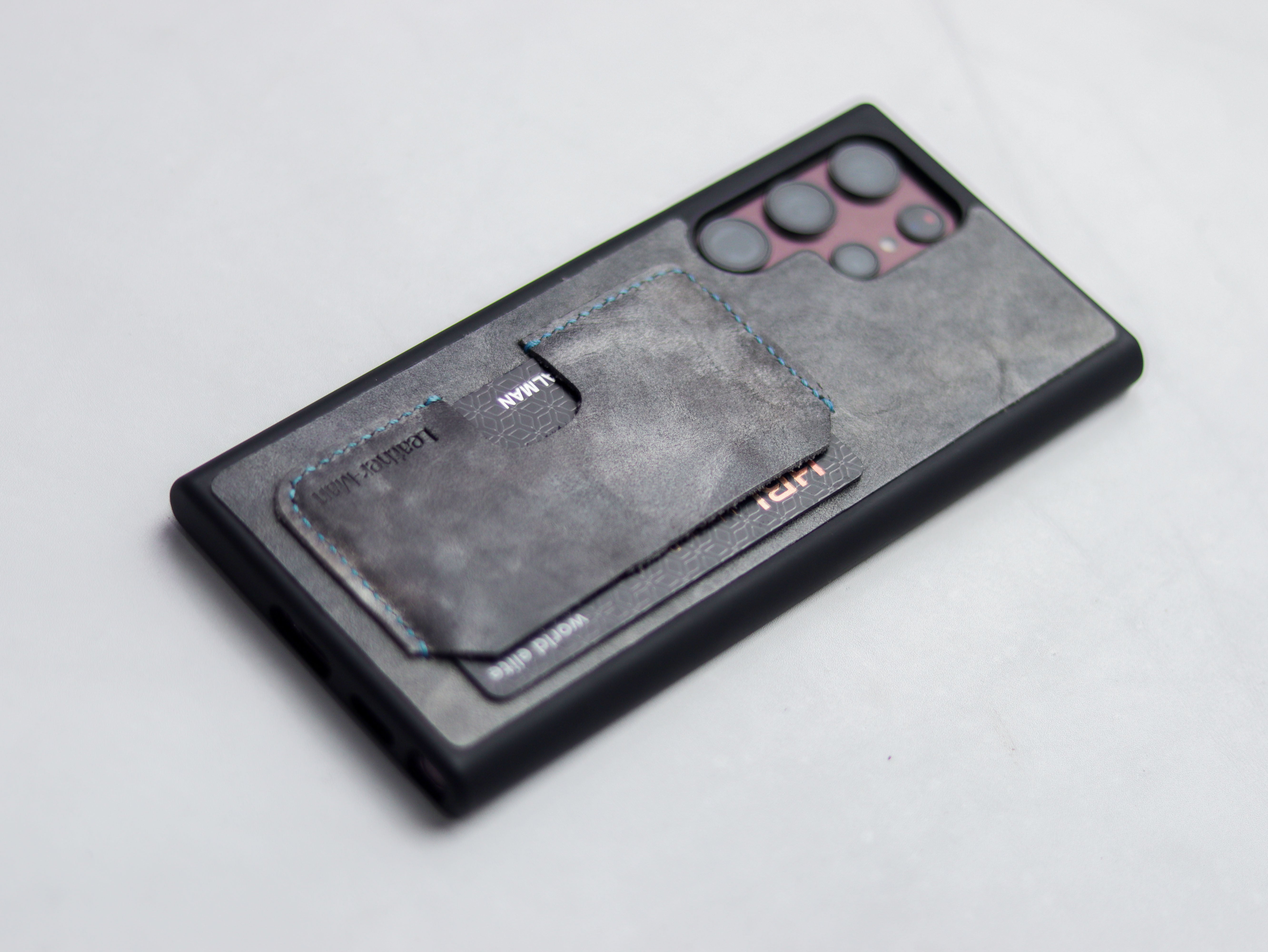 STONE BLUE LEATHER WALLET PHONE CASE