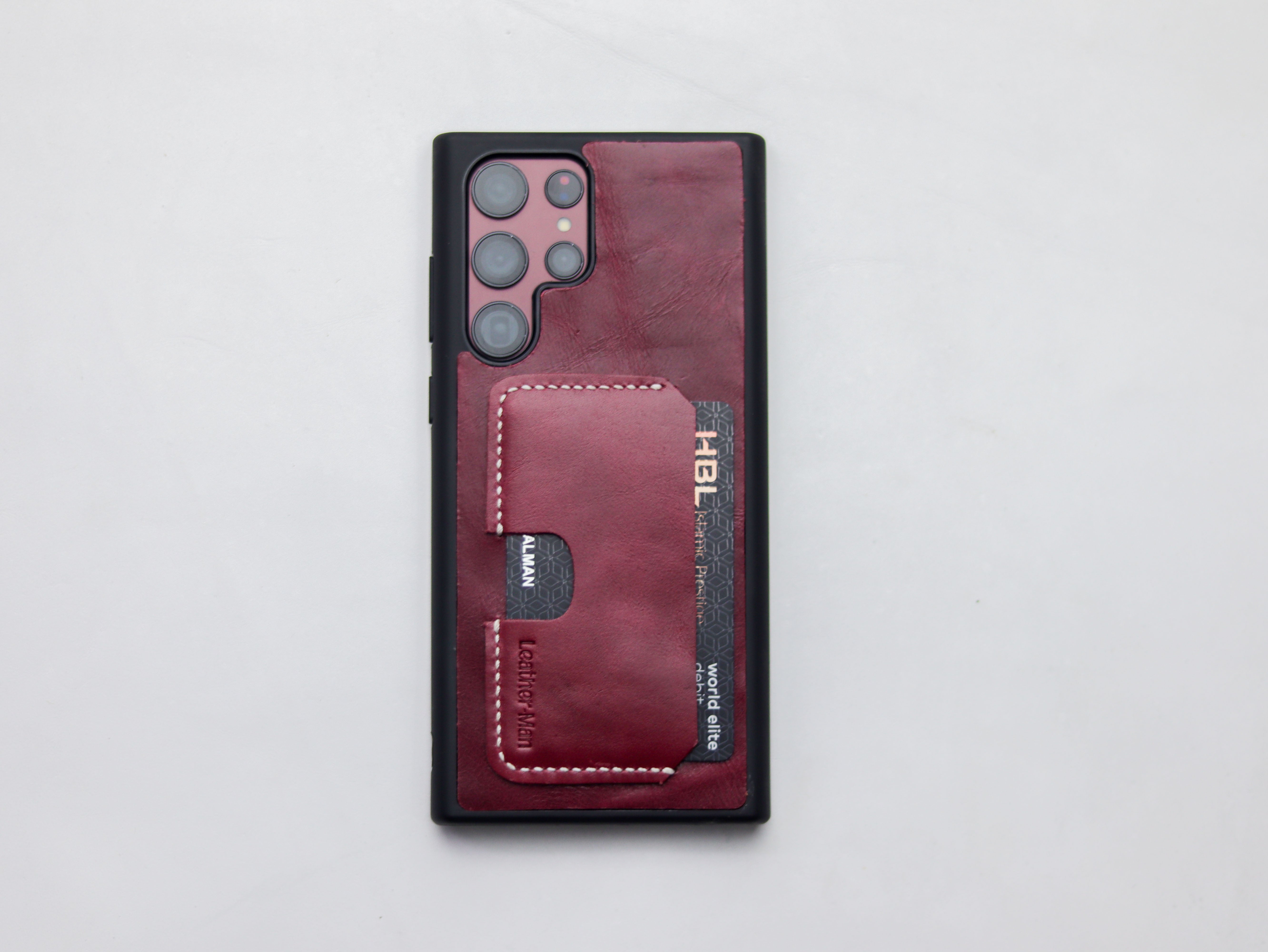 CARMINE BURGUNDY LEATHER WALLET PHONE CASE