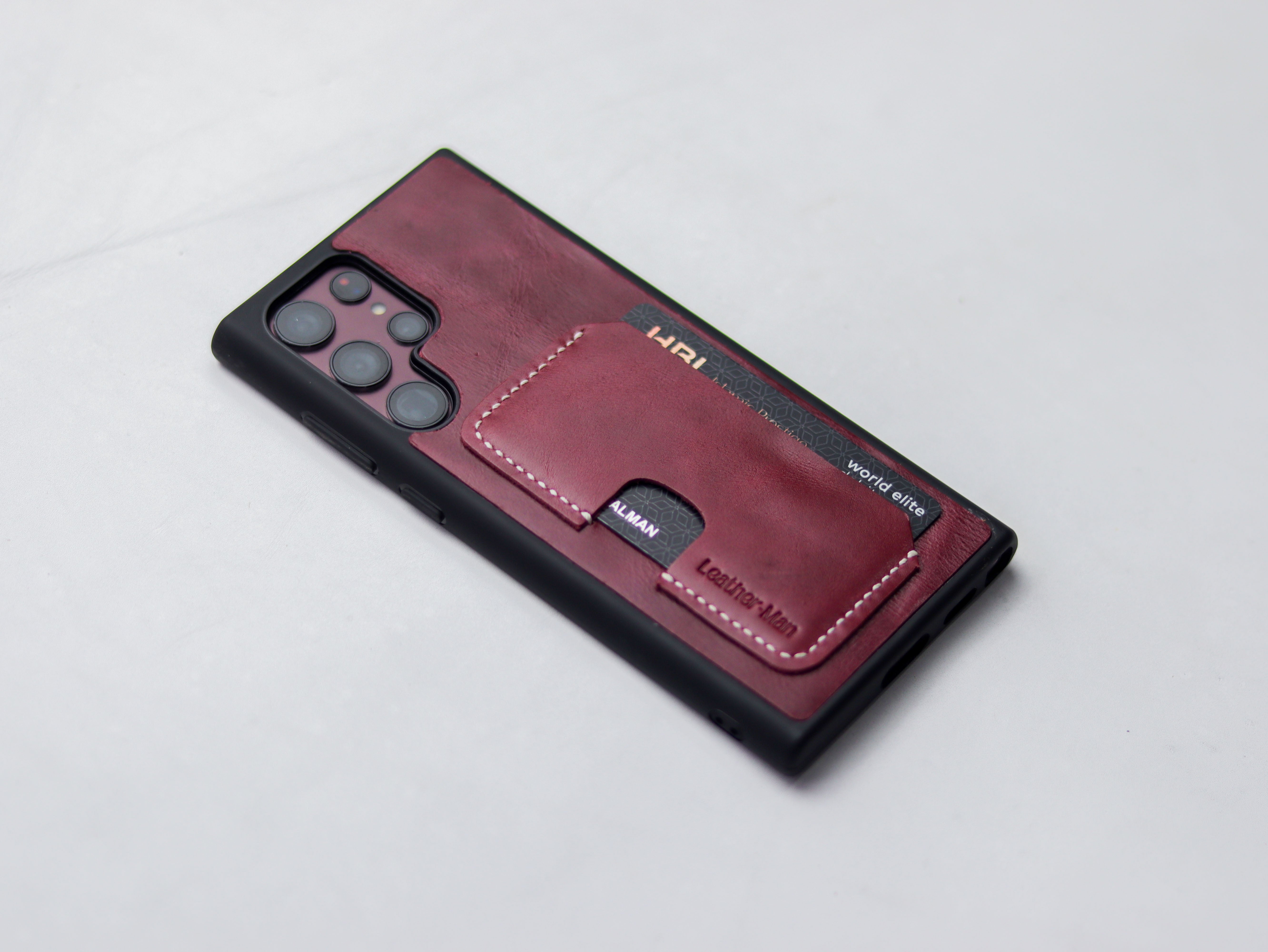 CARMINE BURGUNDY LEATHER WALLET PHONE CASE