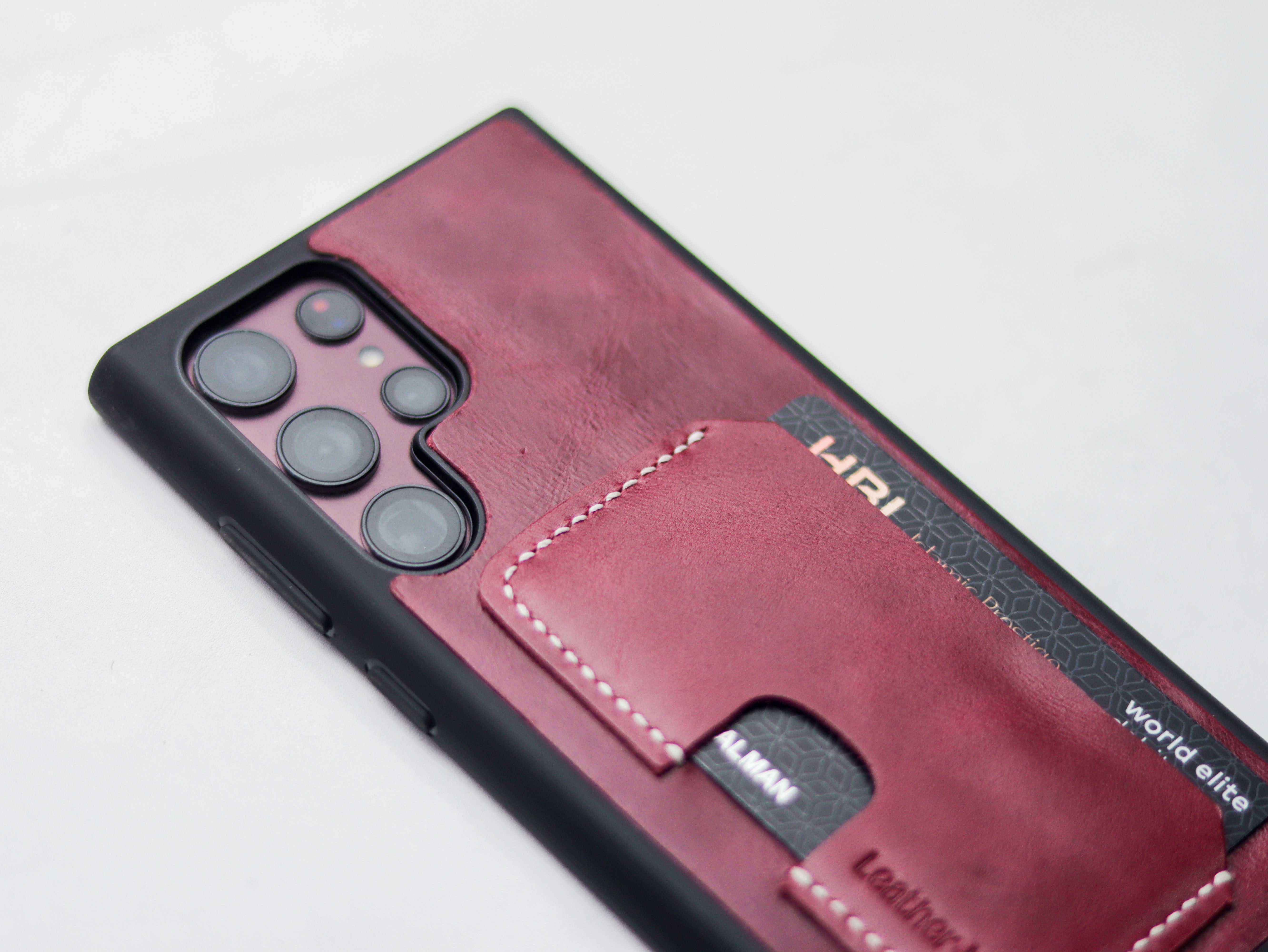 CARMINE BURGUNDY LEATHER WALLET PHONE CASE