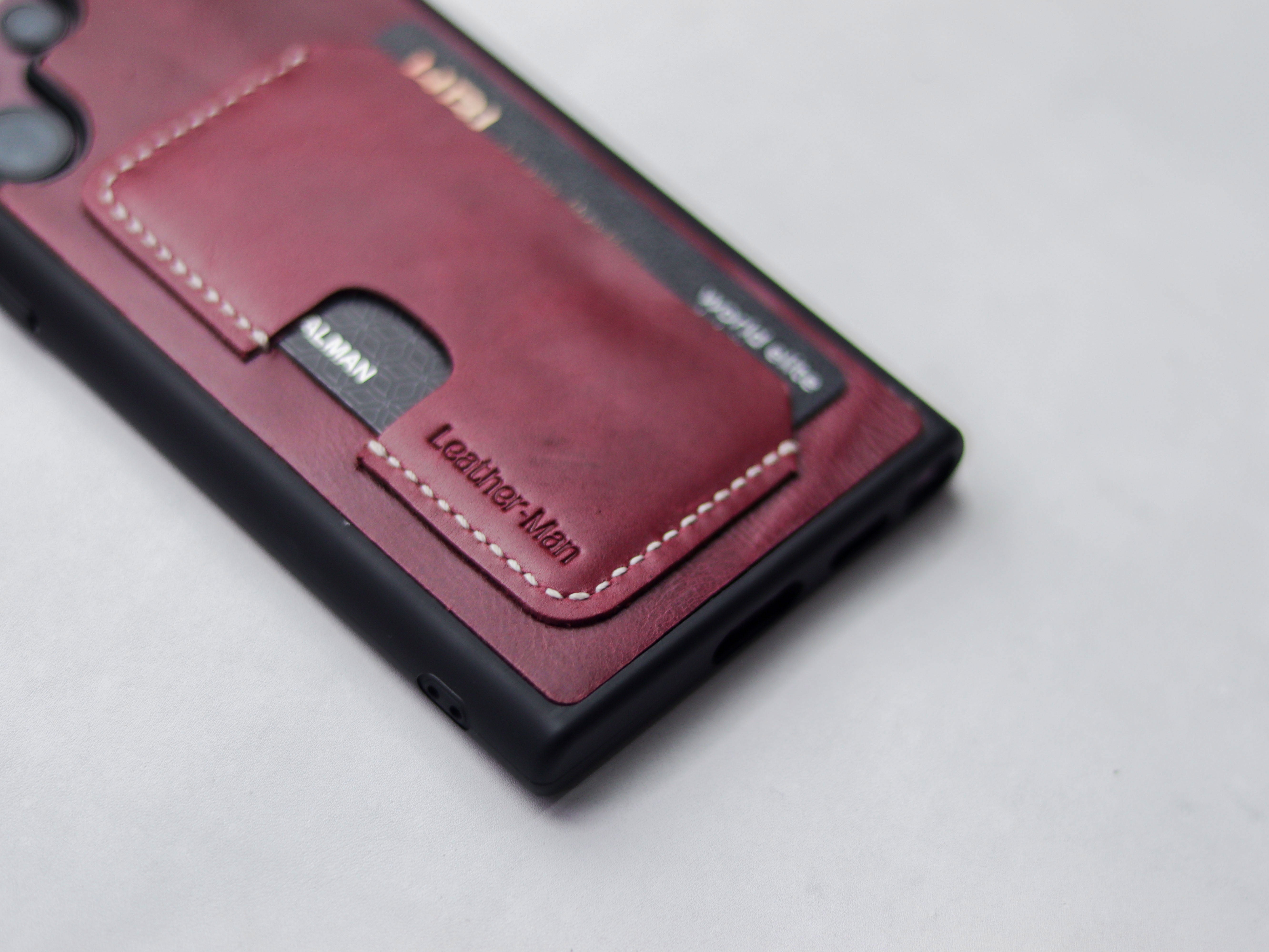 CARMINE BURGUNDY LEATHER WALLET PHONE CASE