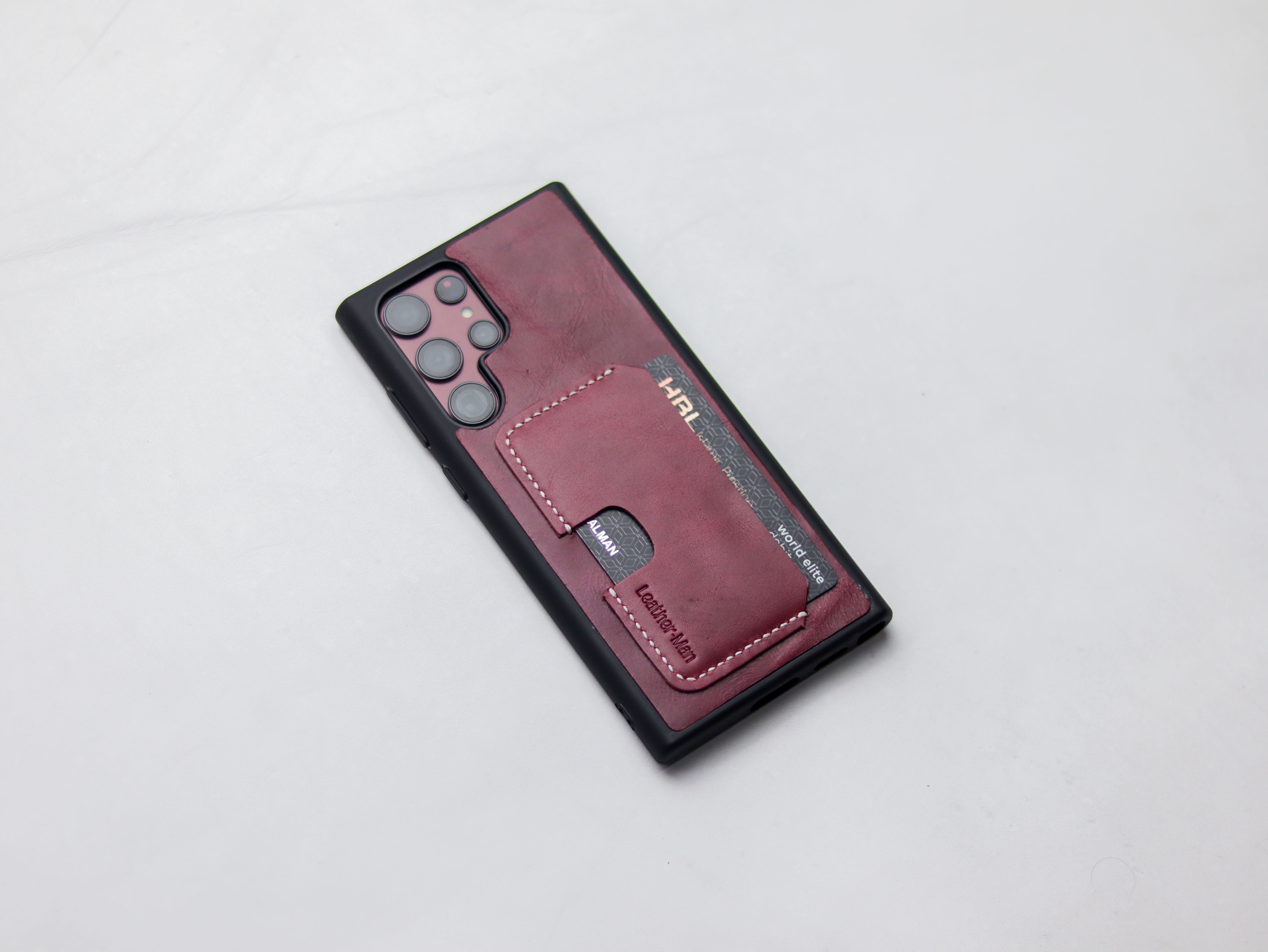 CARMINE BURGUNDY LEATHER WALLET PHONE CASE