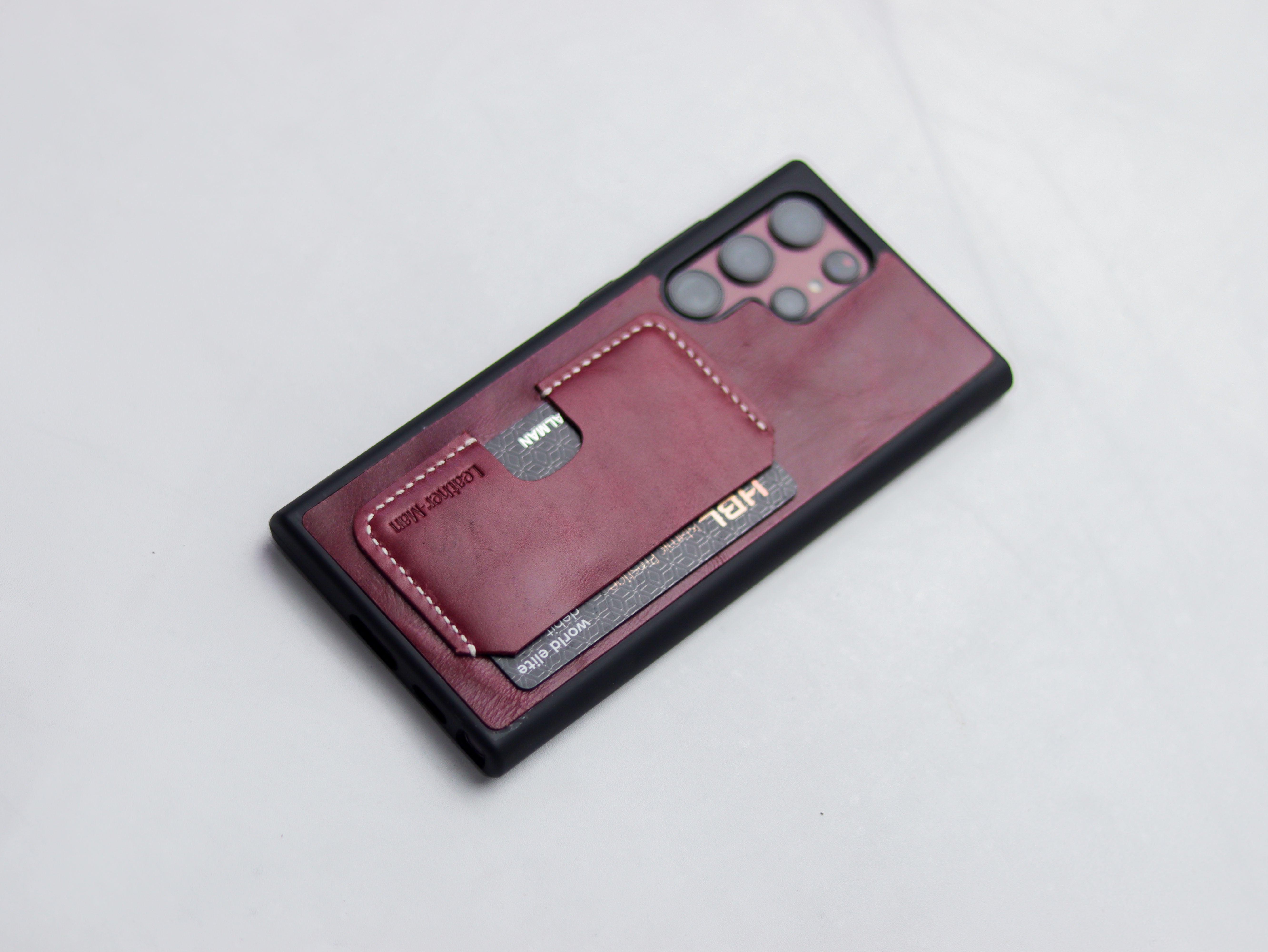 CARMINE BURGUNDY LEATHER WALLET PHONE CASE