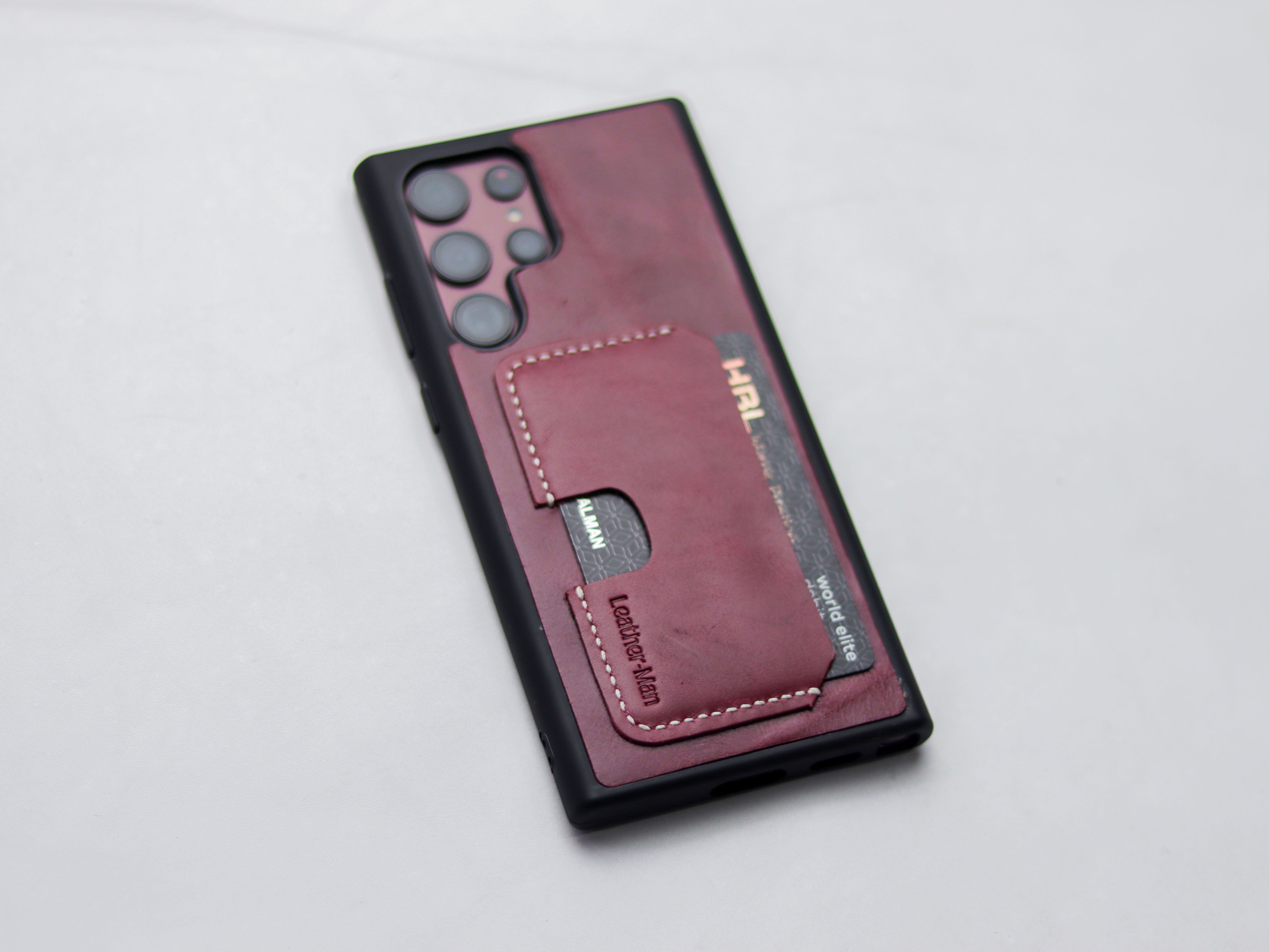 CARMINE BURGUNDY LEATHER WALLET PHONE CASE