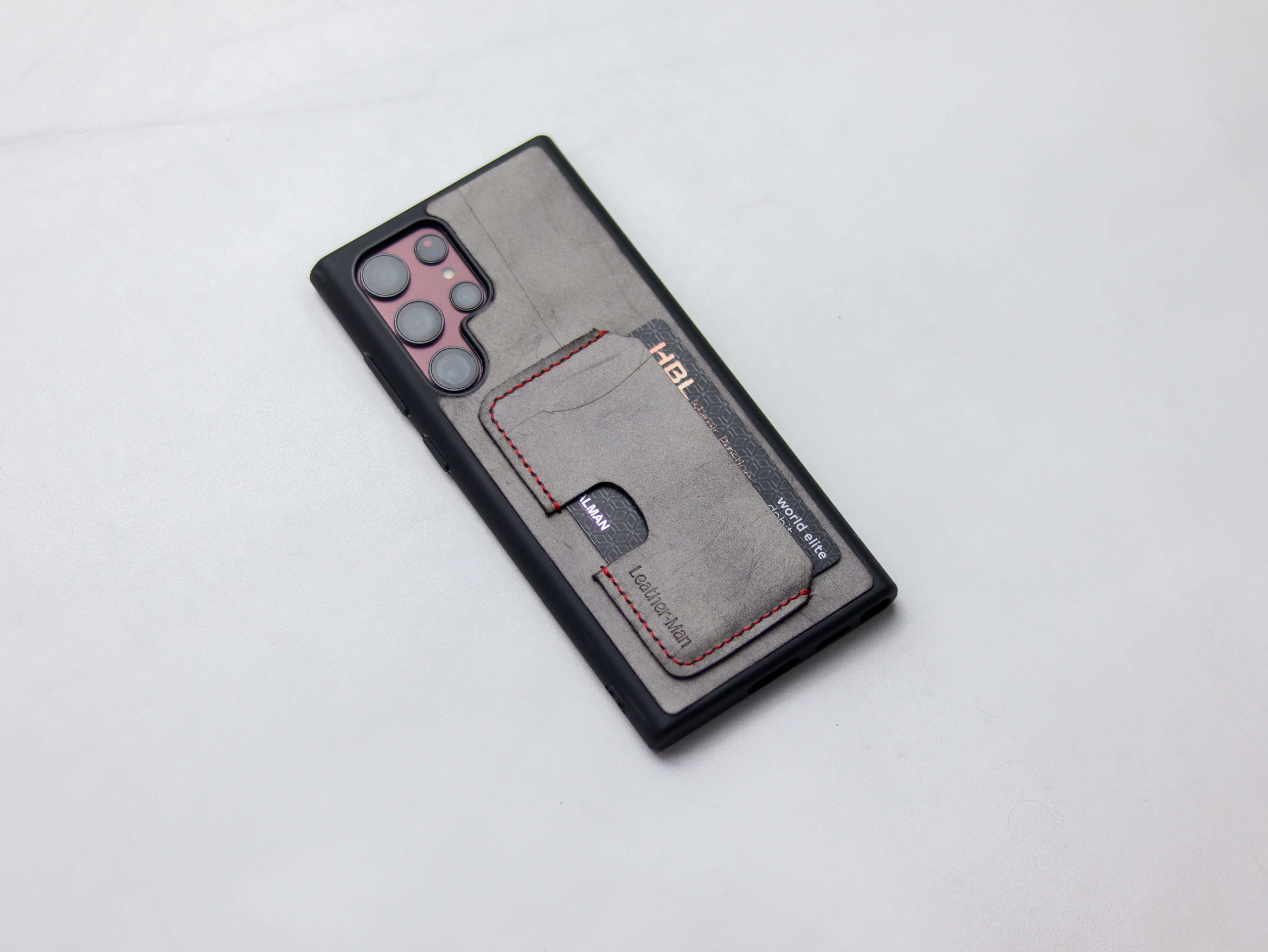 PEWTER GREY LEATHER WALLET PHONE CASE