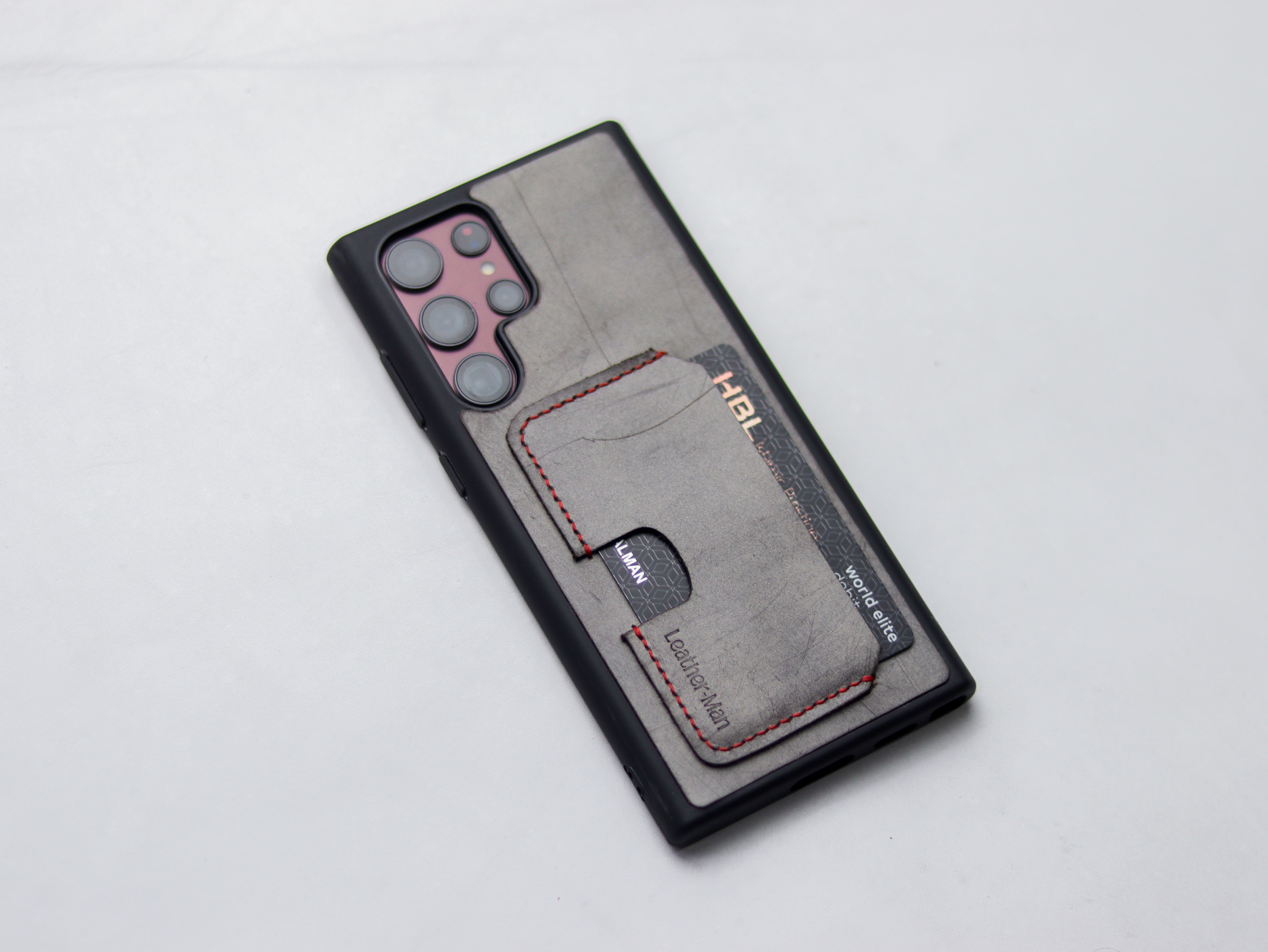 PEWTER GREY LEATHER WALLET PHONE CASE