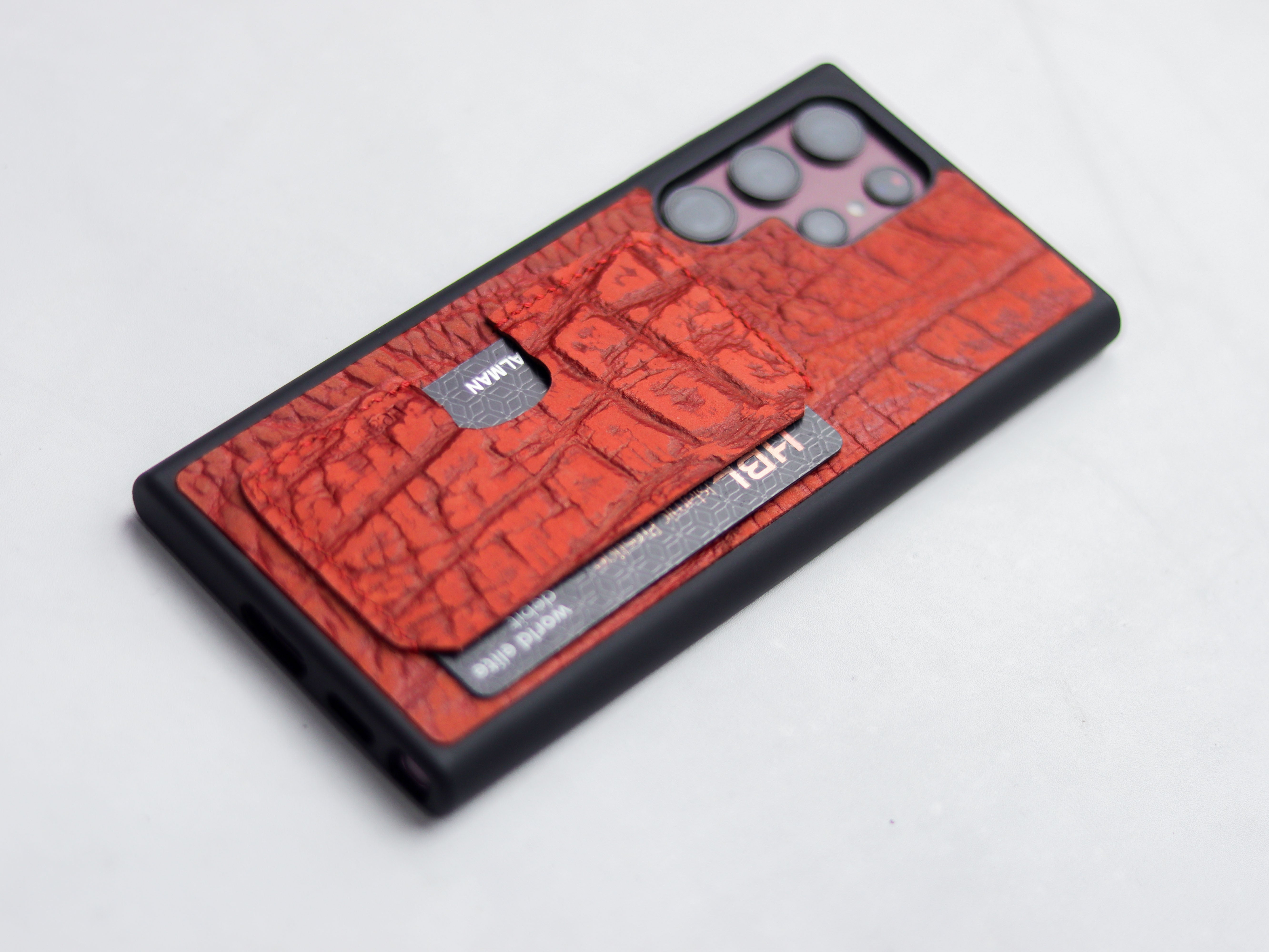 RED TEXTURED LEATHER WALLET PHONE CASE