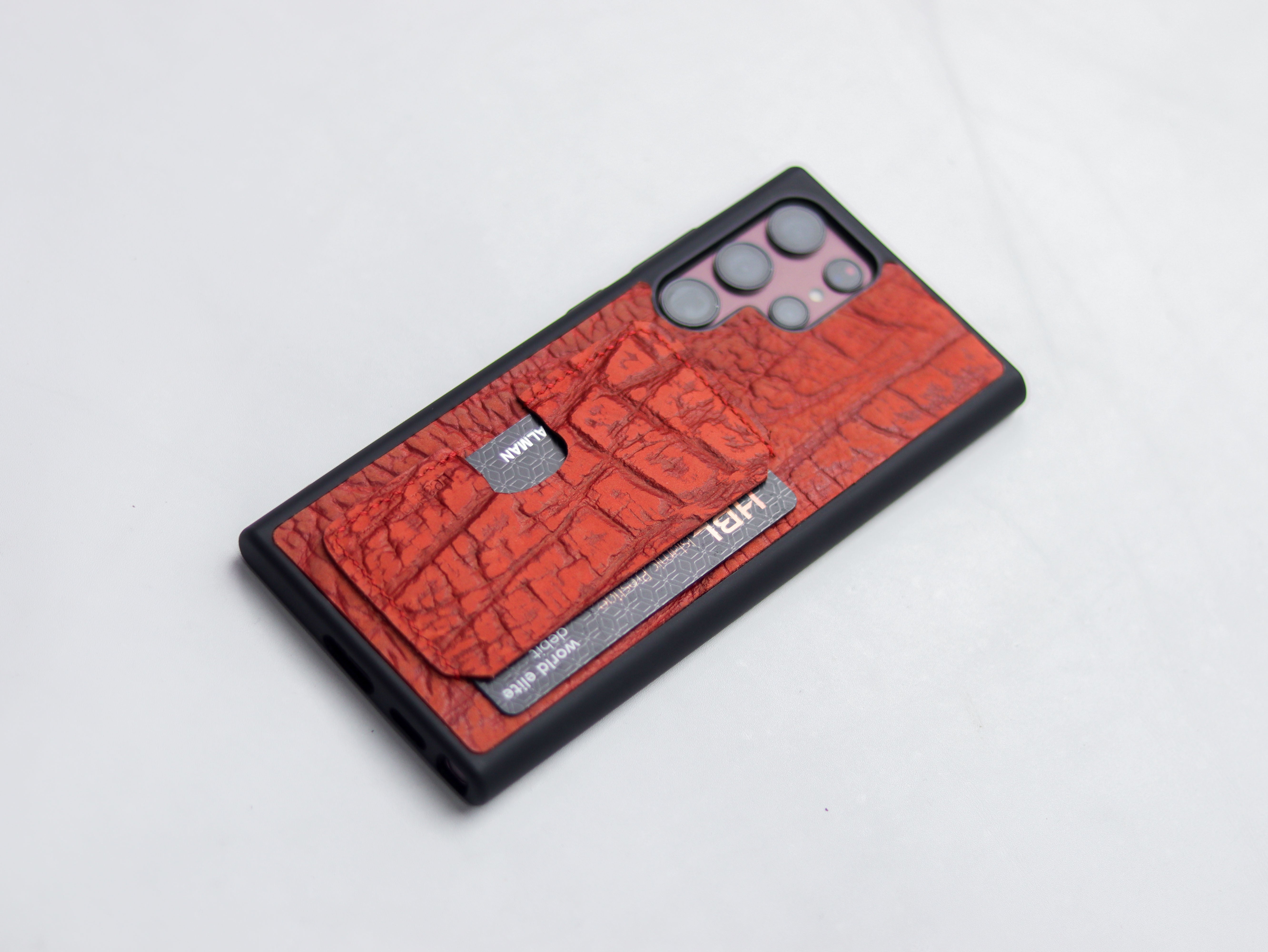 RED TEXTURED LEATHER WALLET PHONE CASE