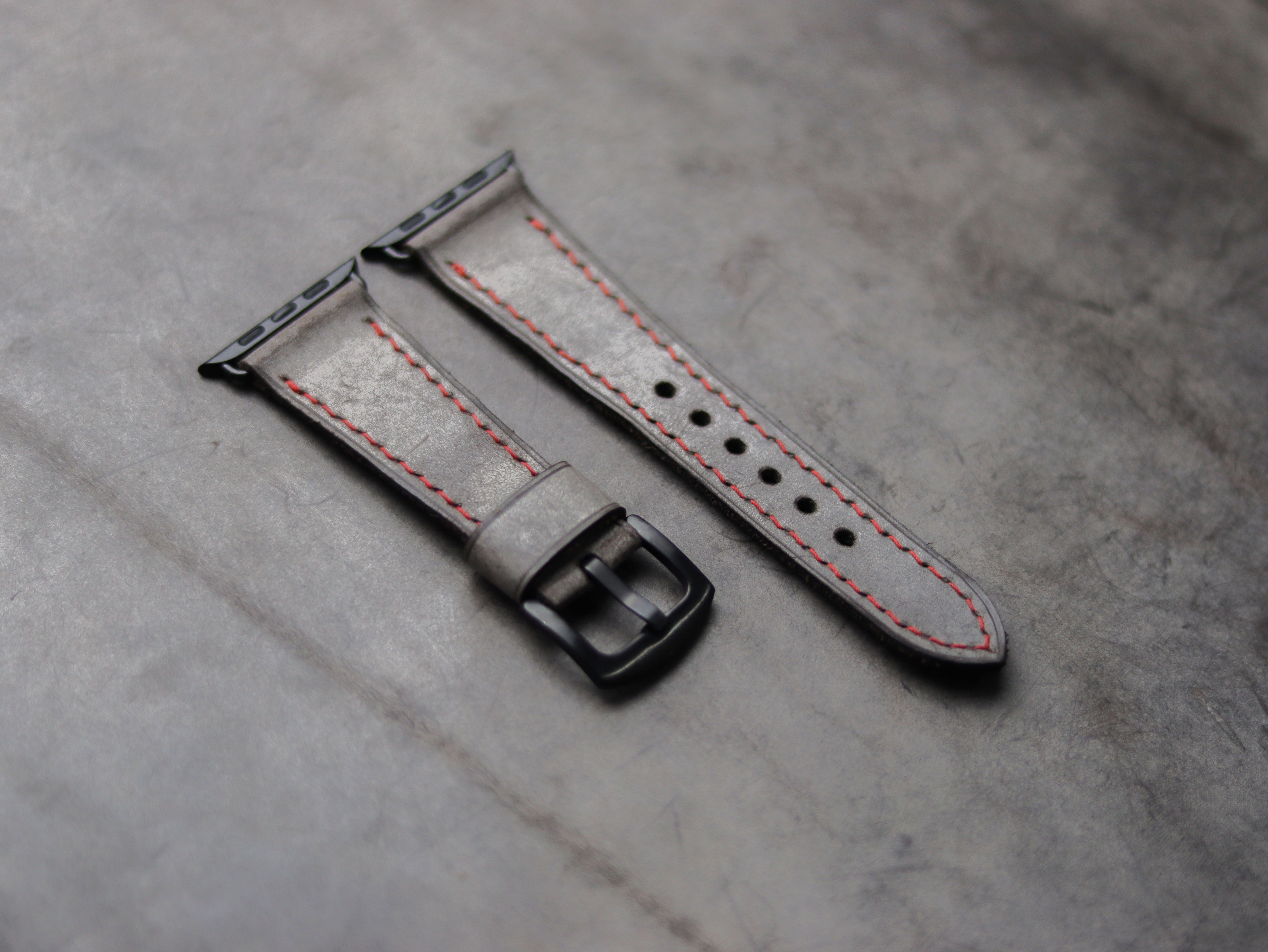 PEWTER GREY LEATHER - APPLE WATCH STRAPS HAND-CRAFTED