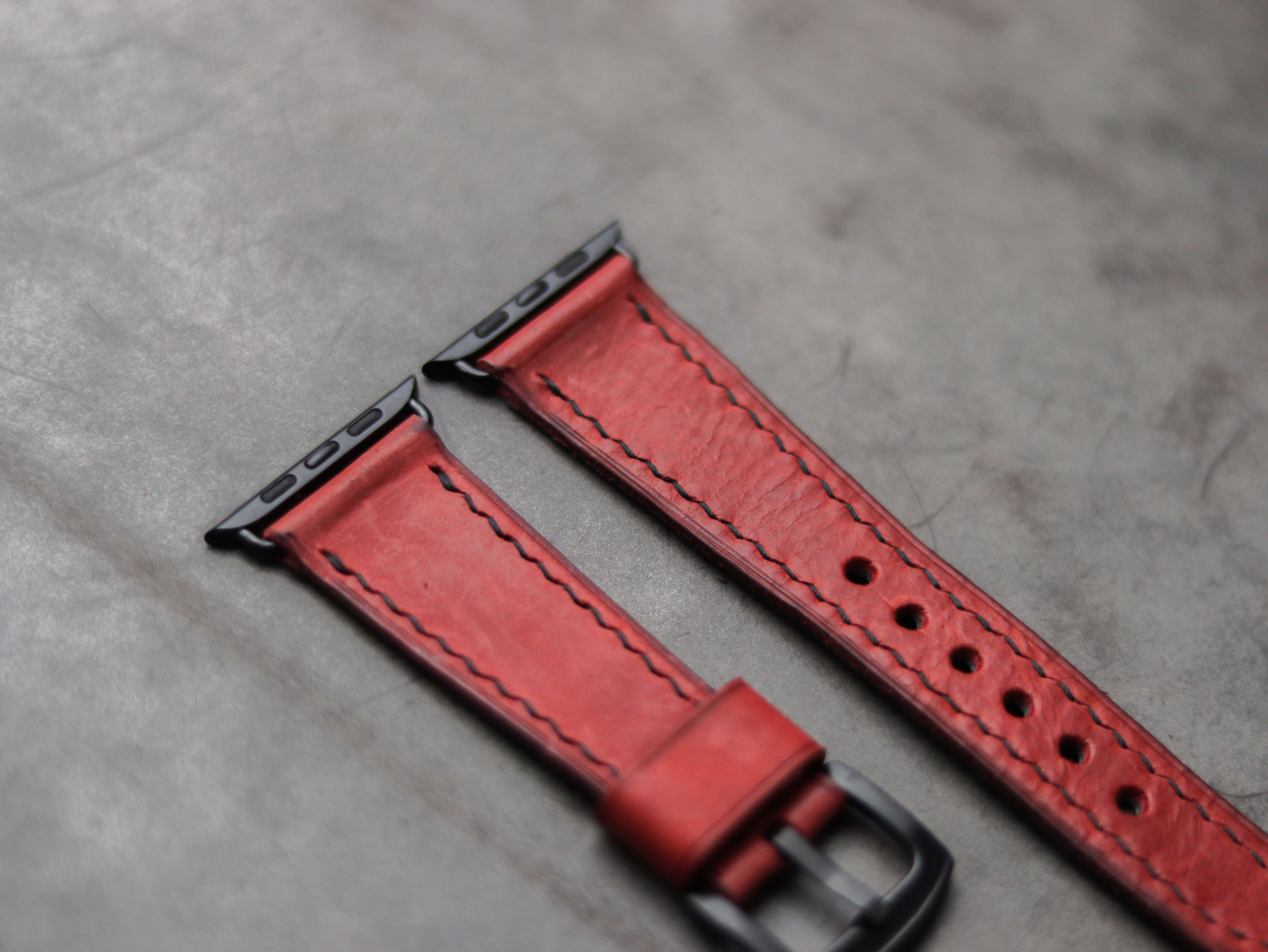 PRISMATIC RED LEATHER - APPLE WATCH STRAPS HAND-CRAFTED