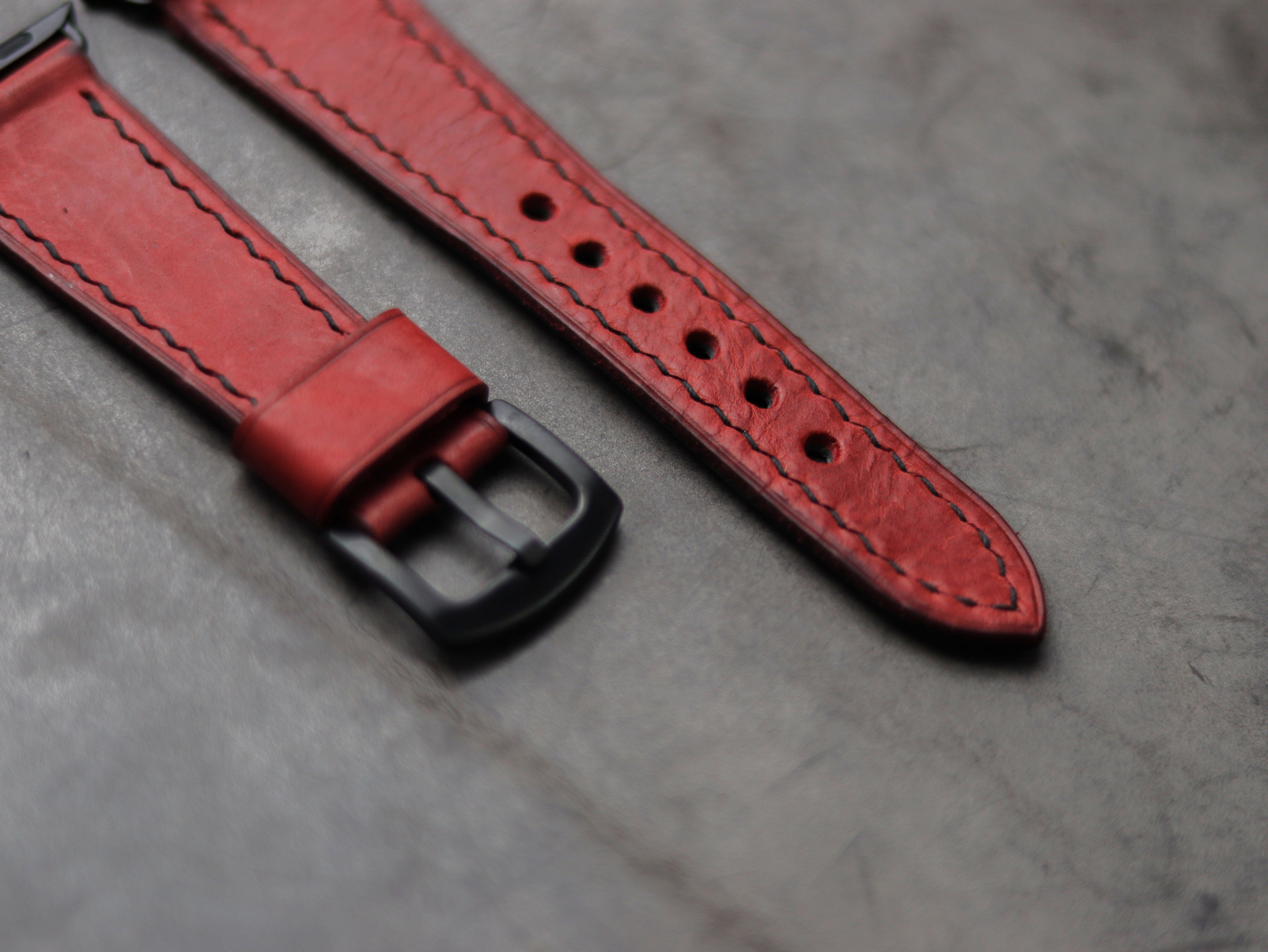 PRISMATIC RED LEATHER - APPLE WATCH STRAPS HAND-CRAFTED