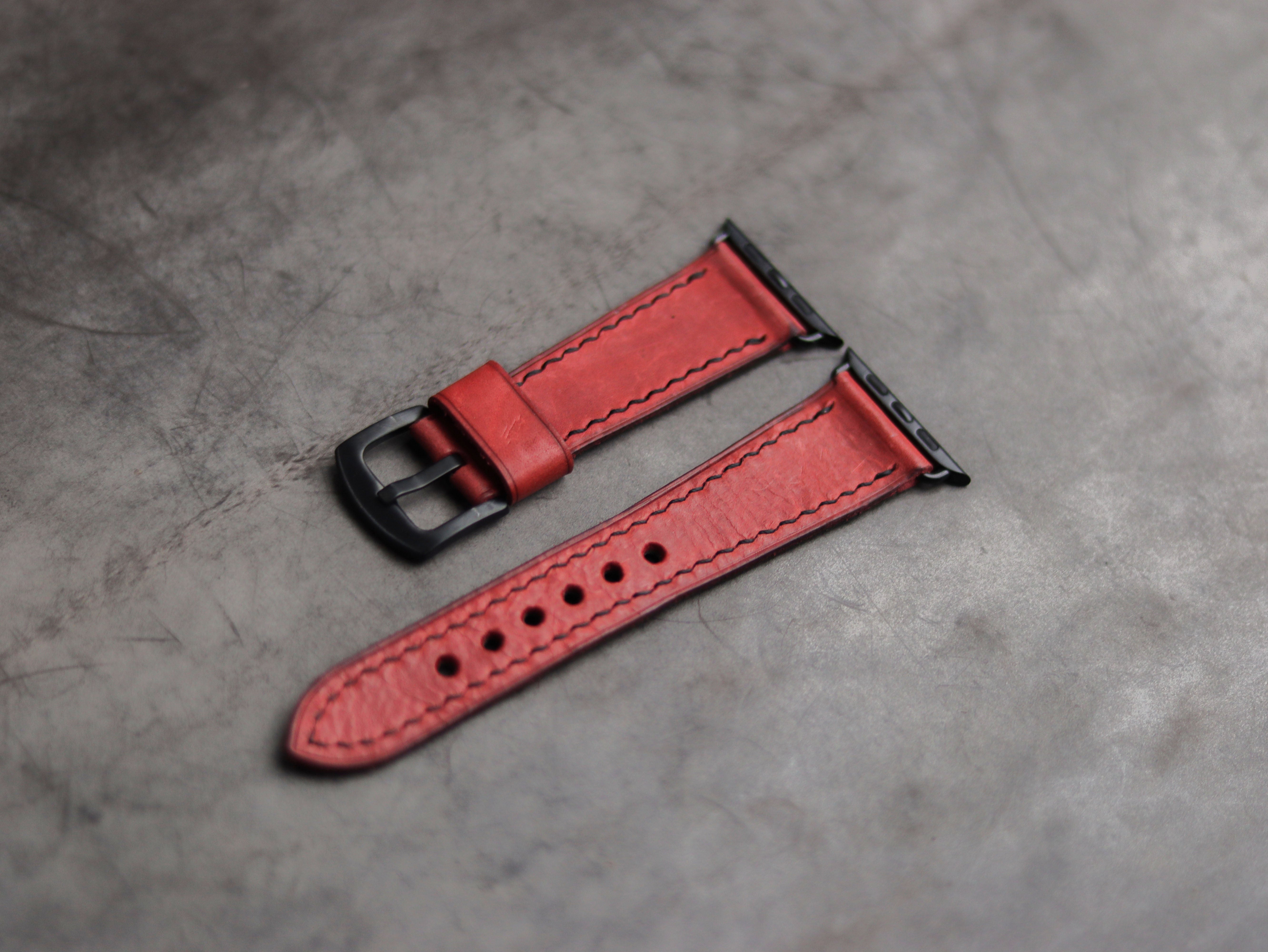 PRISMATIC RED LEATHER - APPLE WATCH STRAPS HAND-CRAFTED