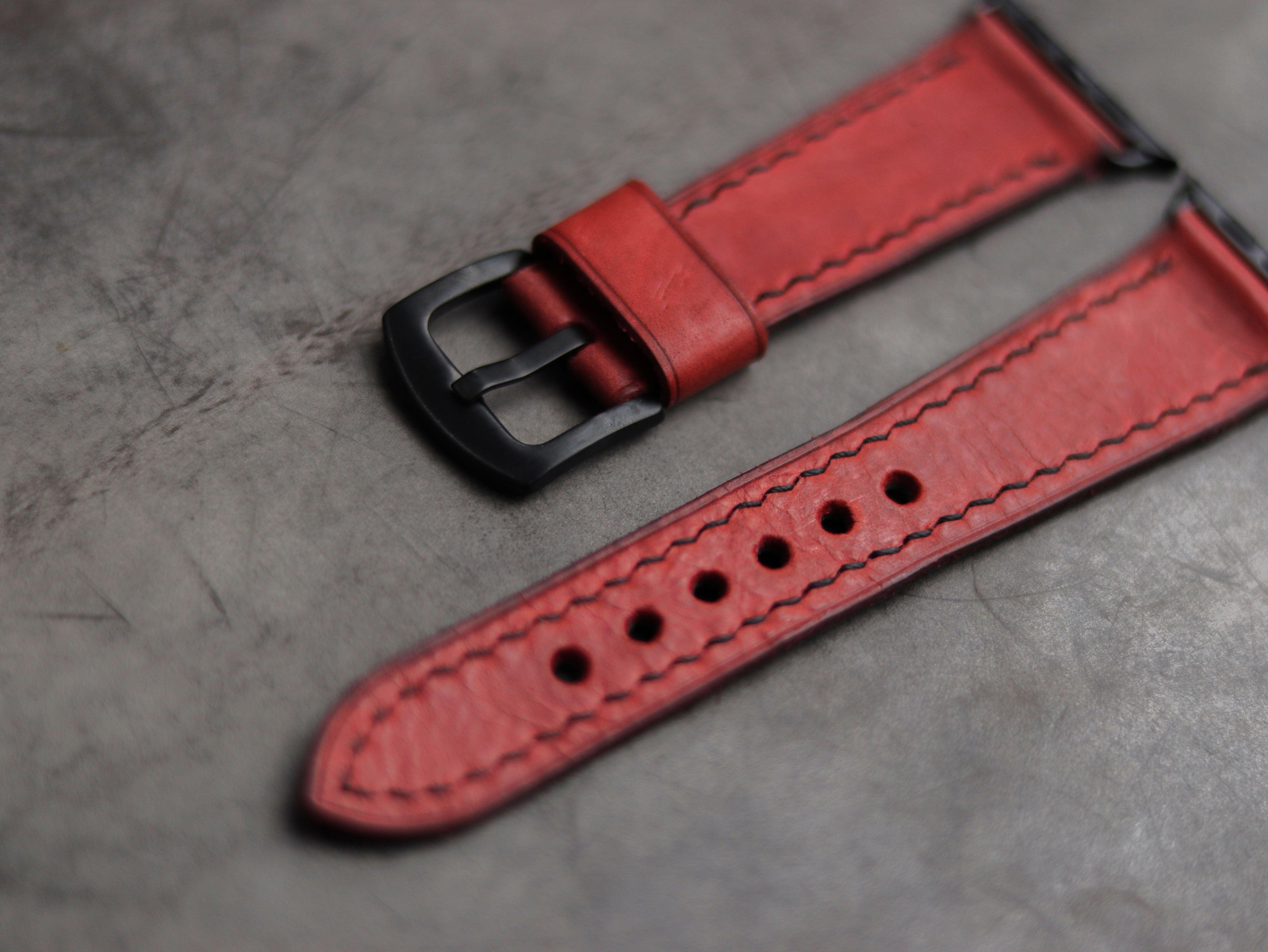 PRISMATIC RED LEATHER - APPLE WATCH STRAPS HAND-CRAFTED