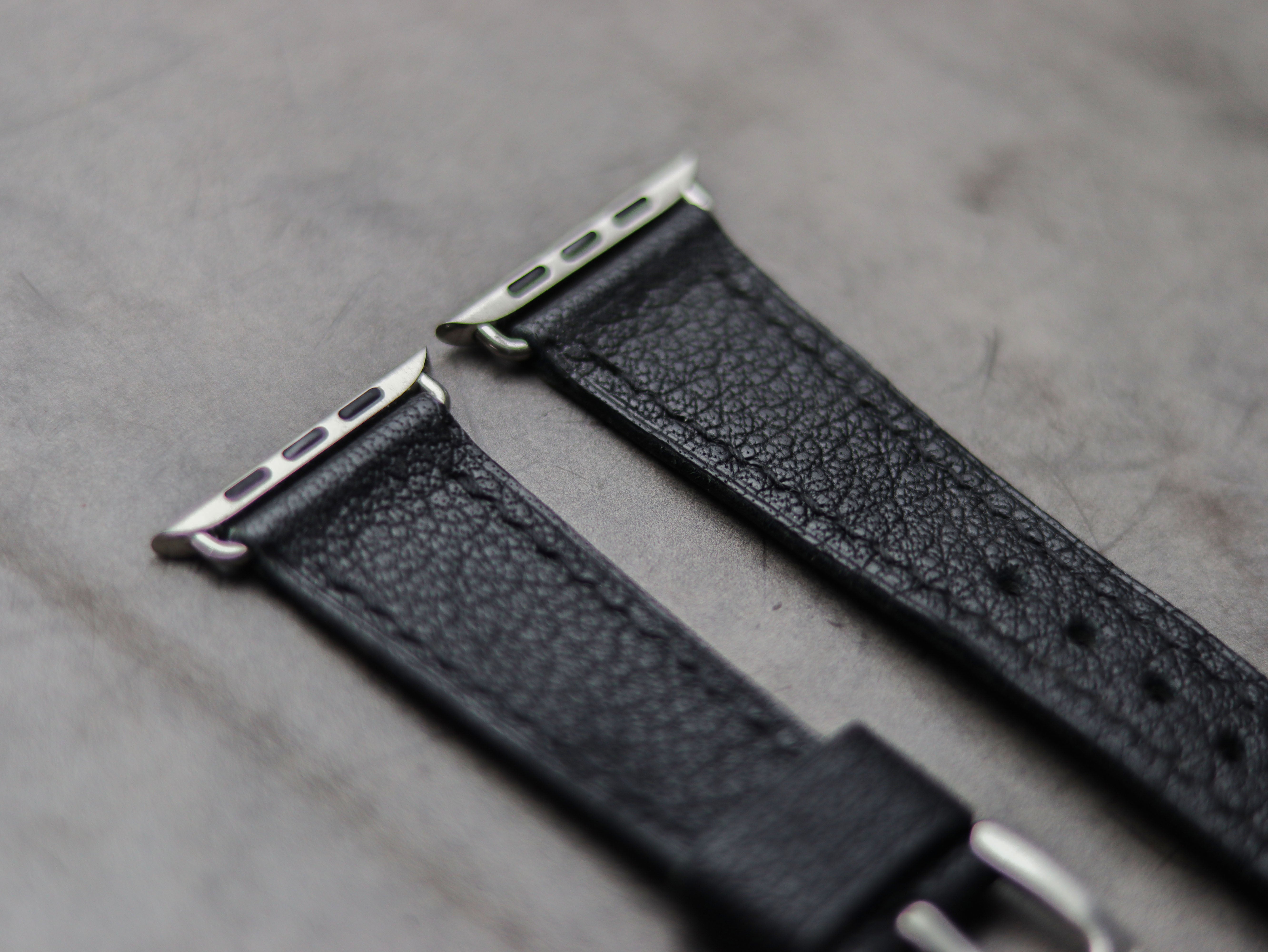 ITALIAN CHEVRE BLACK  LEATHER - APPLE WATCH STRAPS HAND-CRAFTED