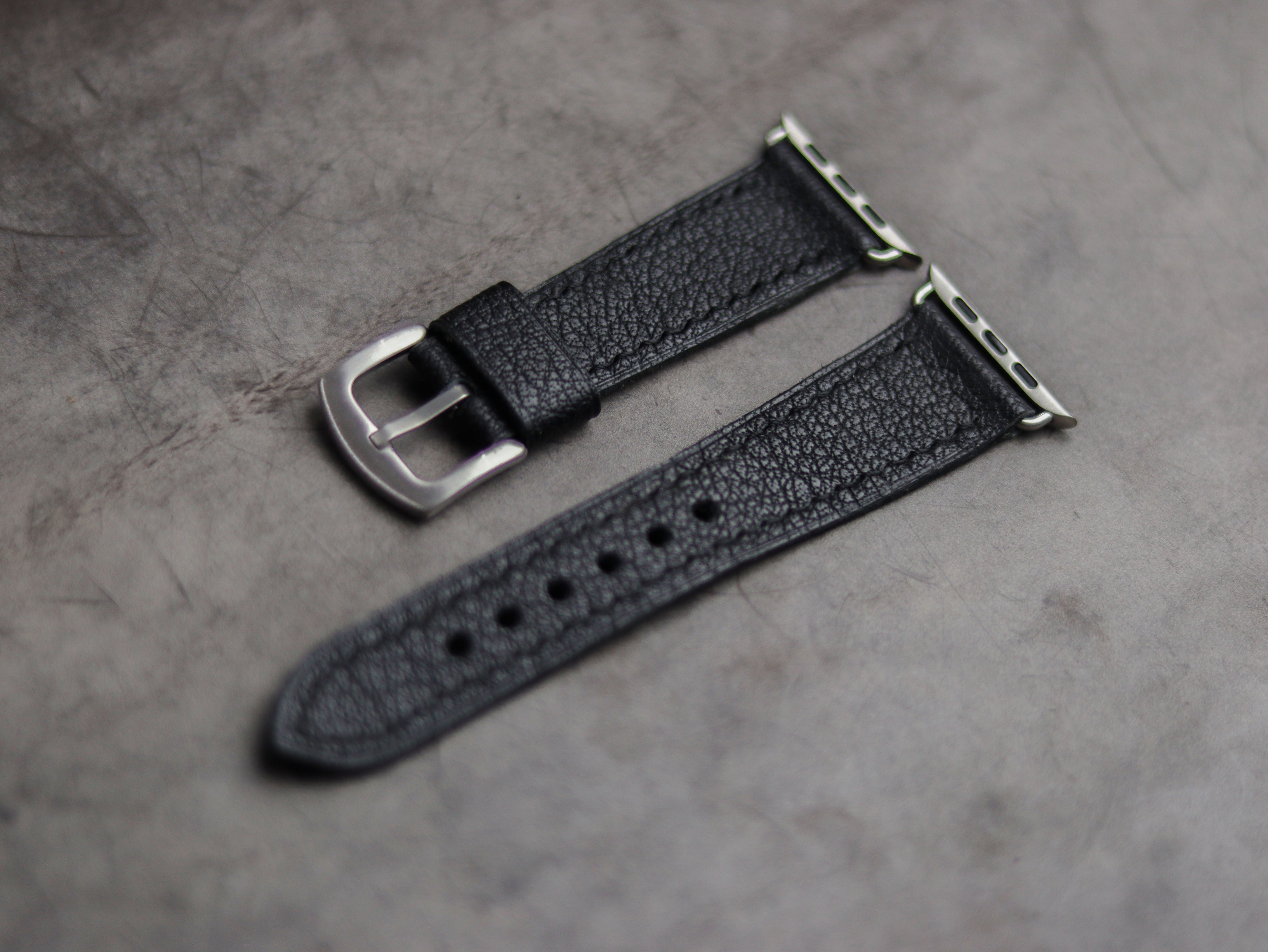 ITALIAN CHEVRE BLACK LEATHER - APPLE WATCH STRAPS HAND-CRAFTED