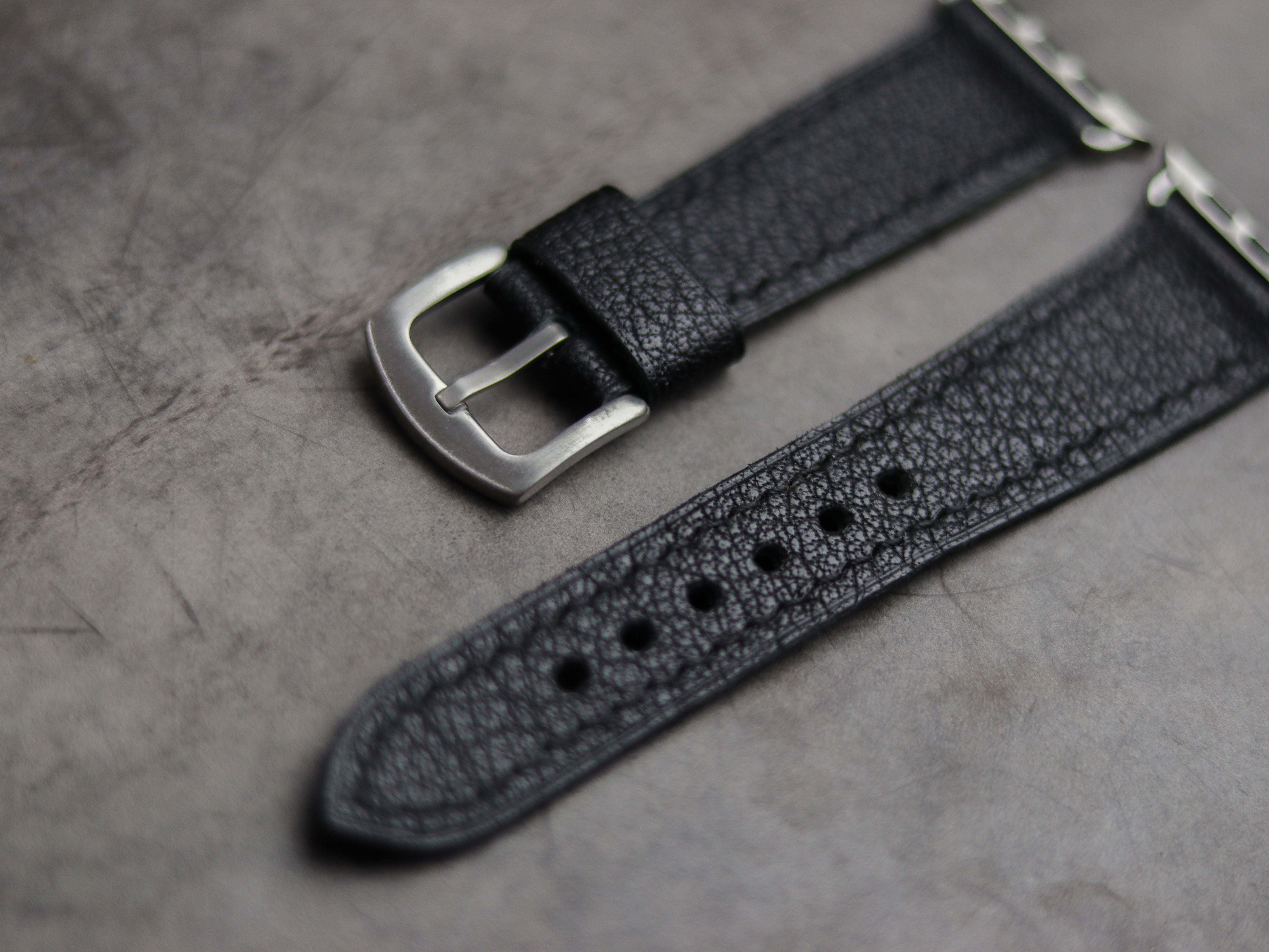 ITALIAN CHEVRE BLACK  LEATHER - APPLE WATCH STRAPS HAND-CRAFTED