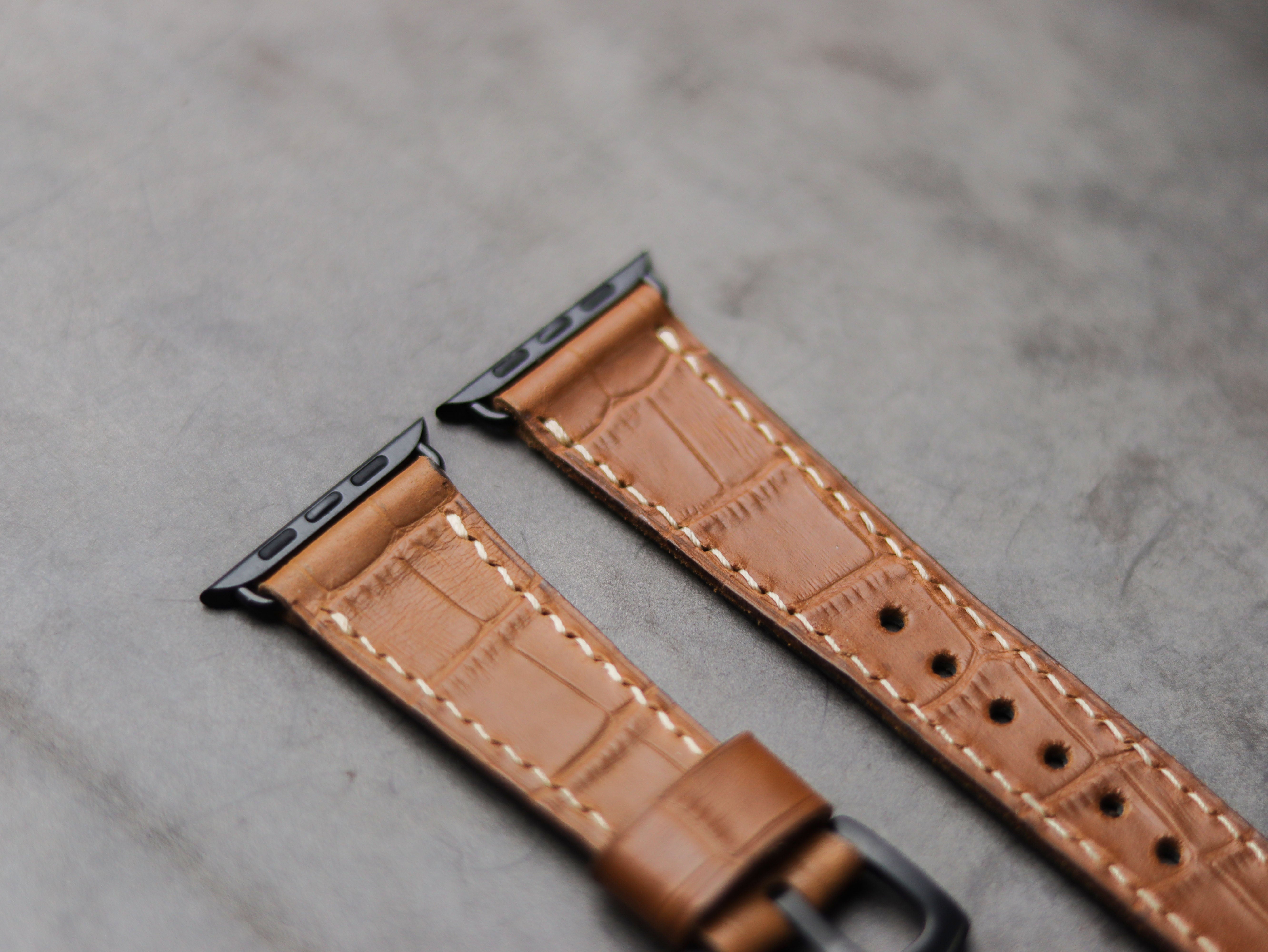 MUSTARD CROCO LEATHER - APPLE WATCH STRAPS HAND-CRAFTED