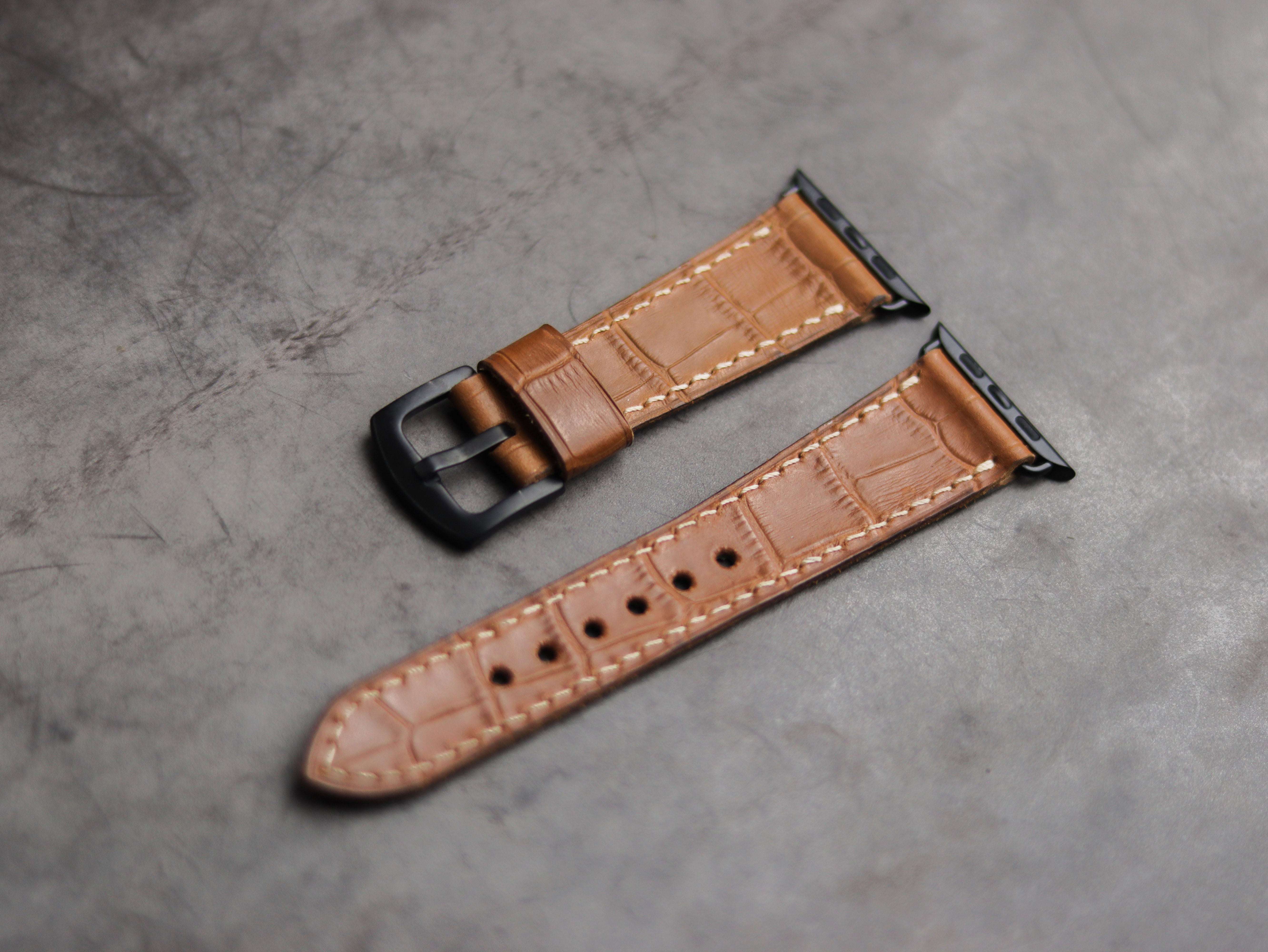 MUSTARD CROCO LEATHER - APPLE WATCH STRAPS HAND-CRAFTED