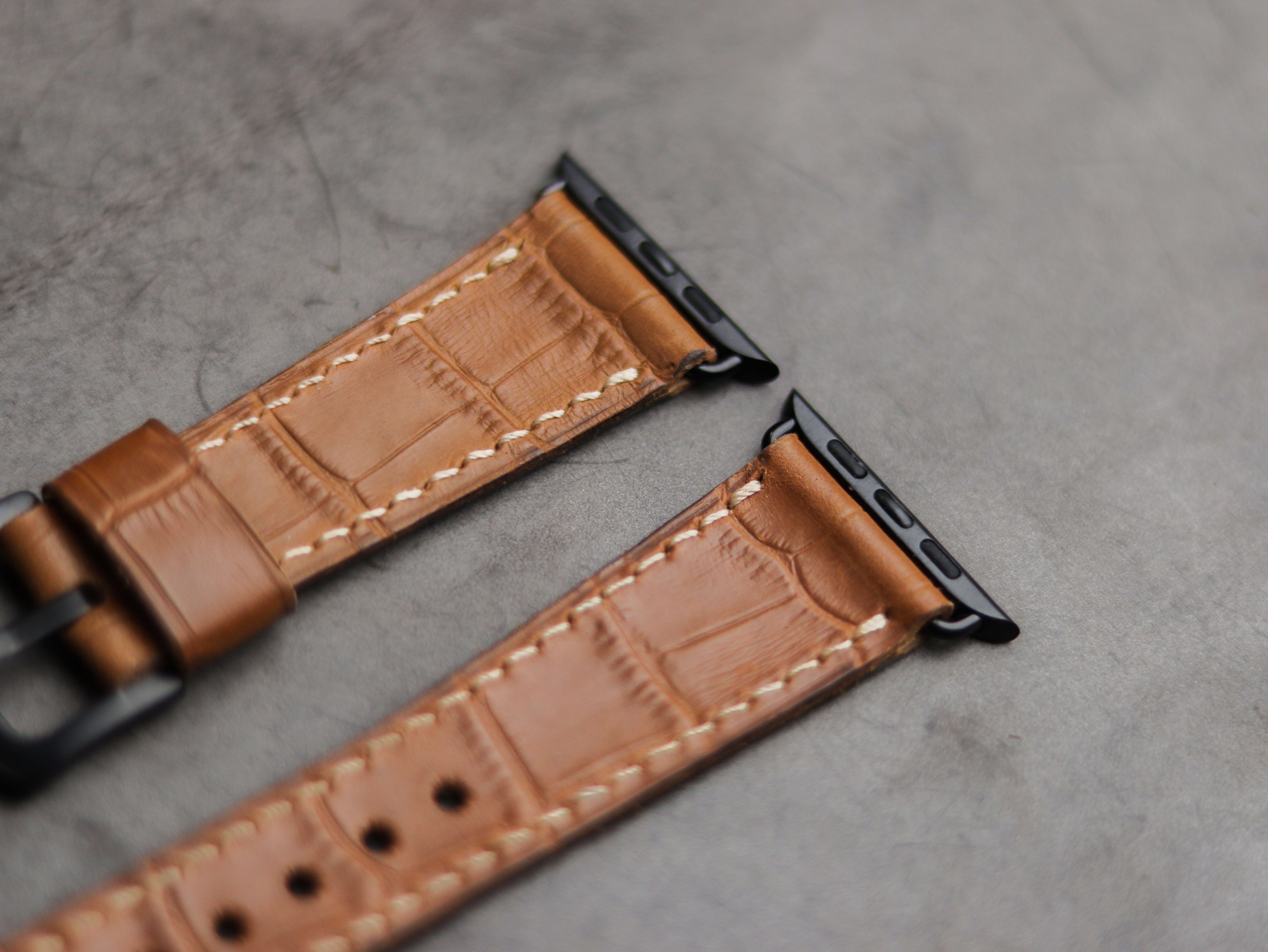 MUSTARD CROCO LEATHER - APPLE WATCH STRAPS HAND-CRAFTED