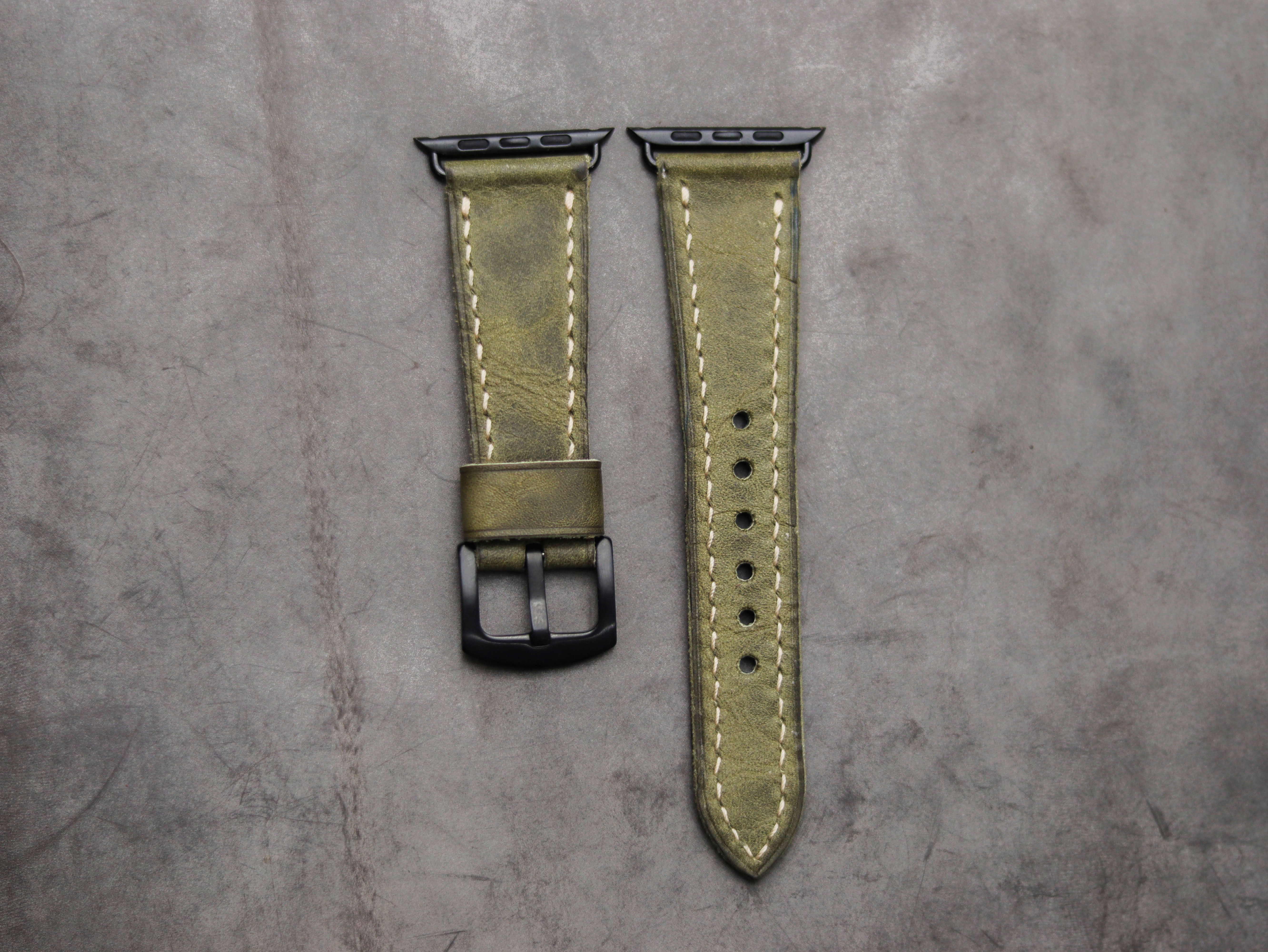 SEAWEED GREEN LEATHER - APPLE WATCH STRAPS HAND-CRAFTED