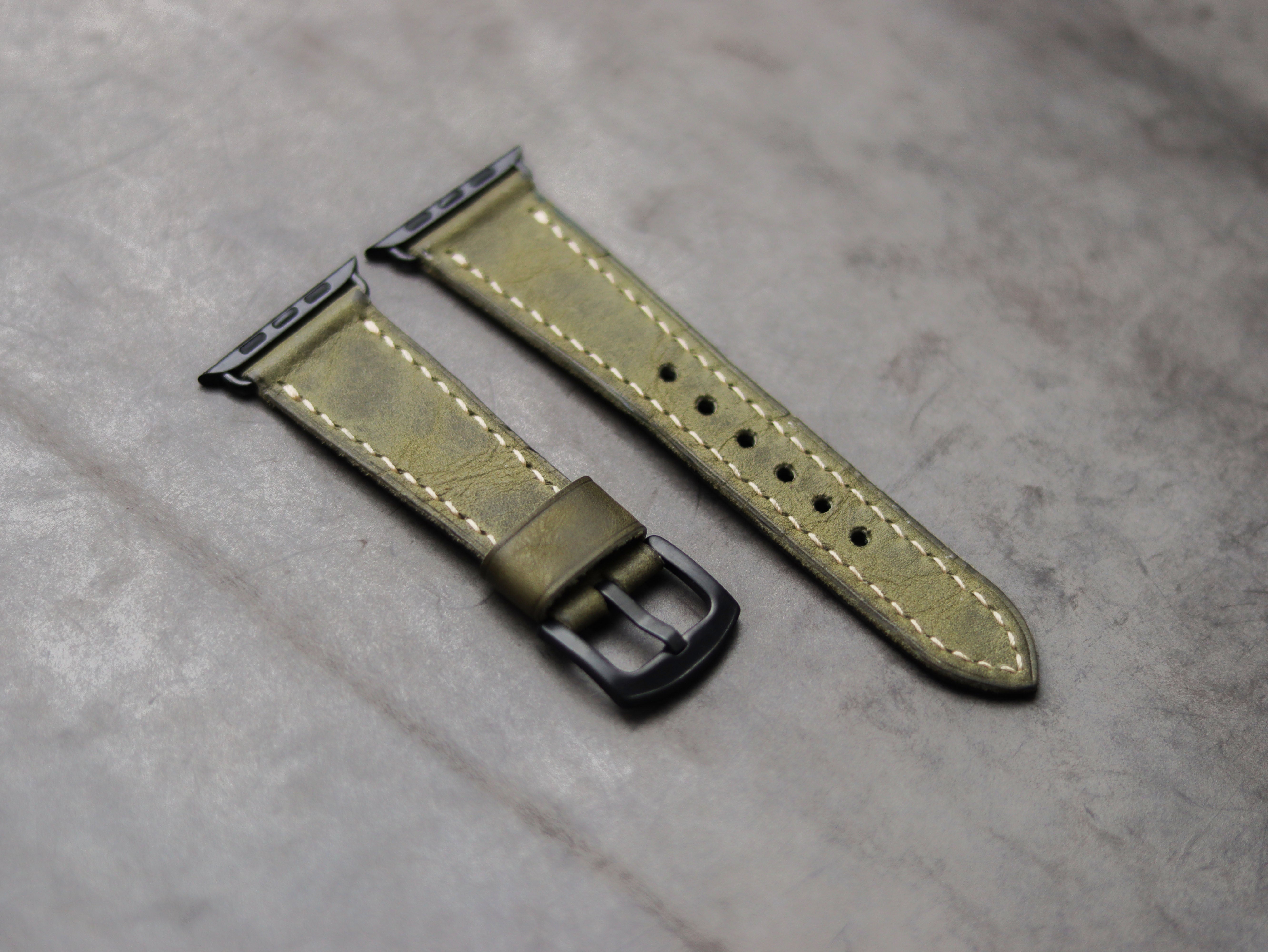 SEAWEED GREEN LEATHER - APPLE WATCH STRAPS HAND-CRAFTED